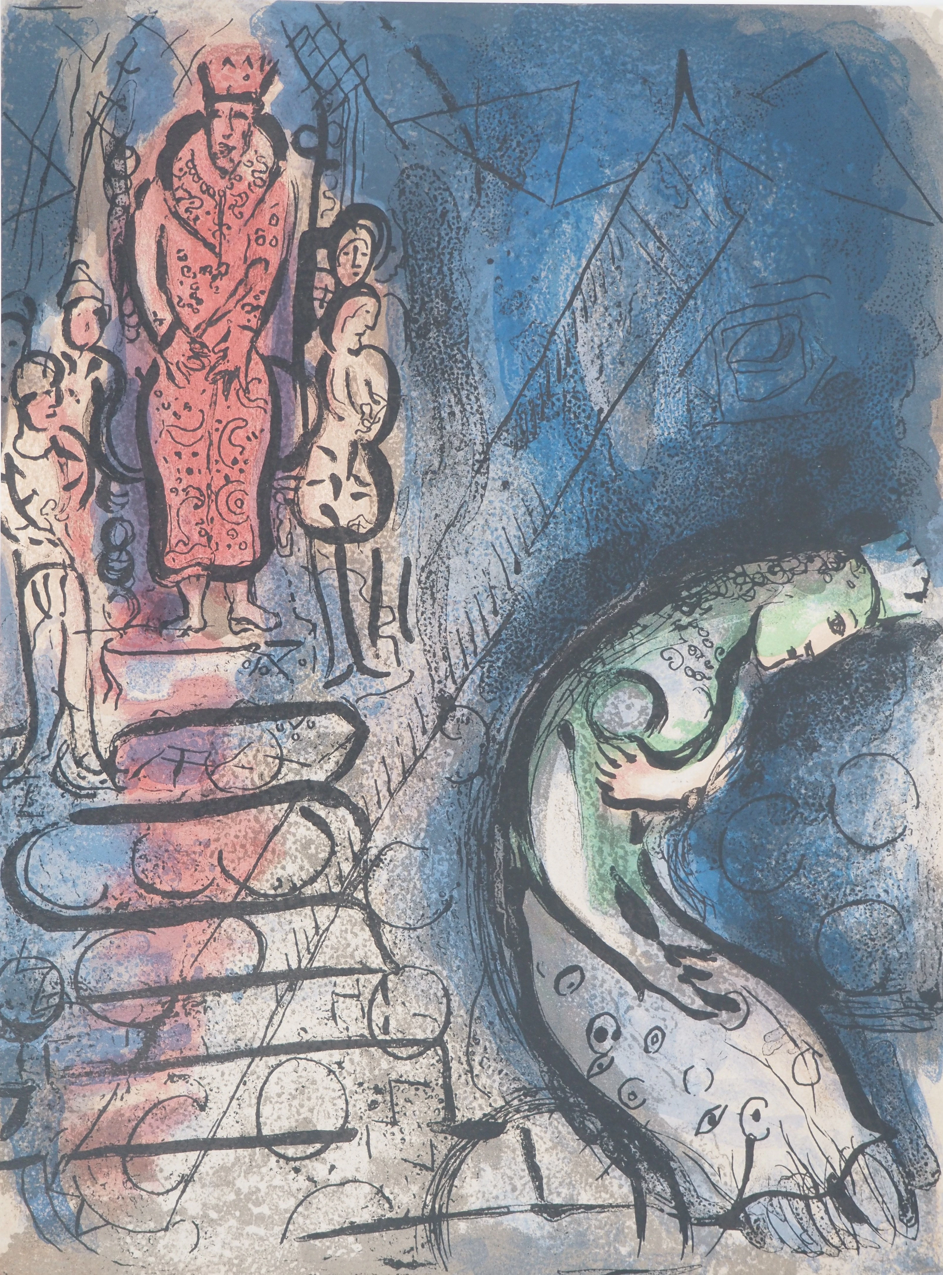 Marc CHAGALL : La Bible, Vasthi chassée, Lithographie originale