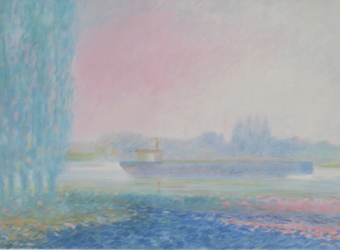 Claude MANOUKIAN - La péniche - Lithographie signée et dédicacée