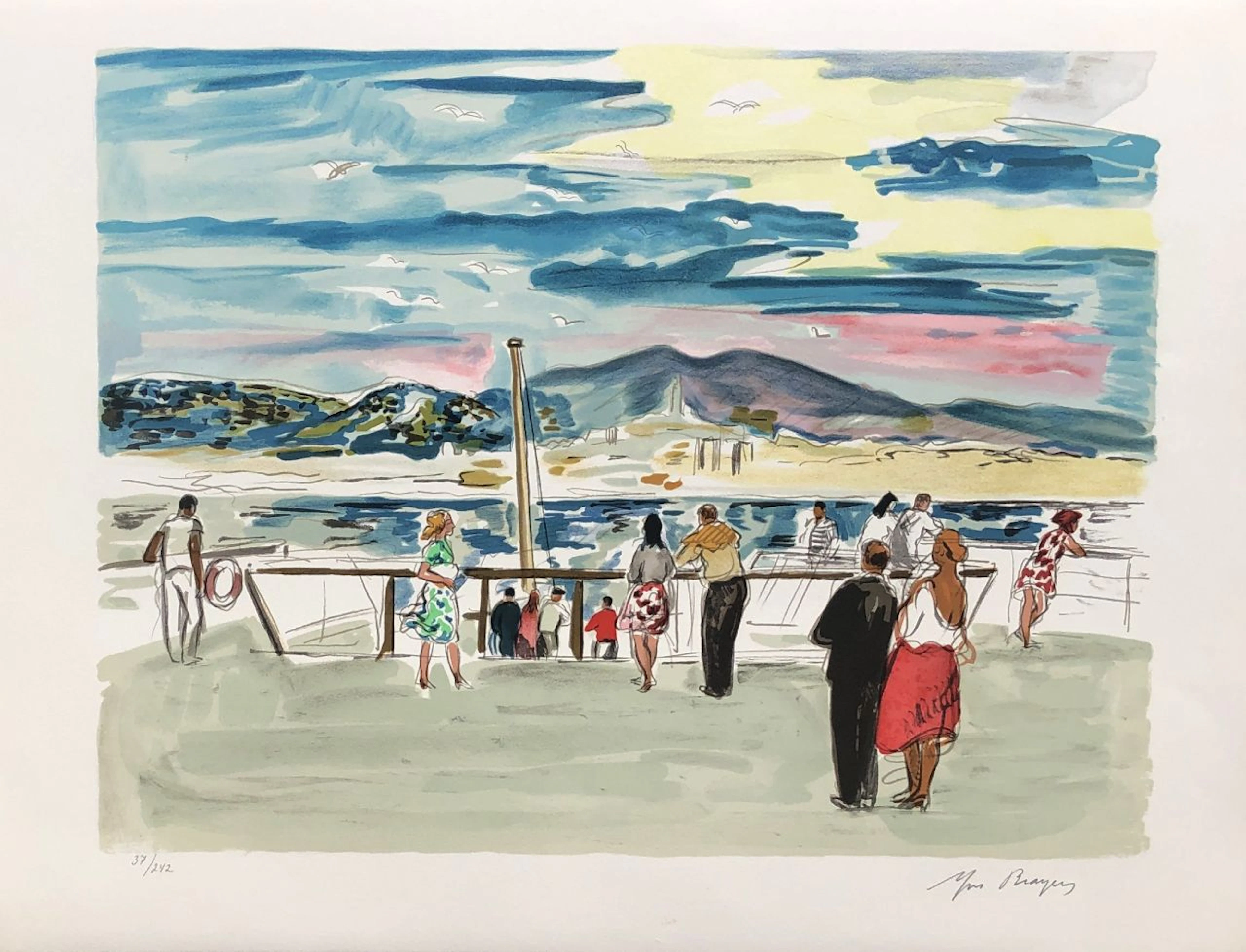 Yves BRAYER : La corniche - Lithographie originale signée