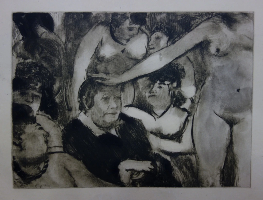 Edgar DEGAS (d’après) : La Patronne entourée de ses filles - Gravure