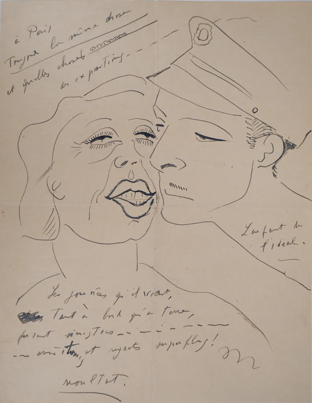 Francis PICABIA - Couple : le baiser, 1949 - Dessin original à l’encre signé