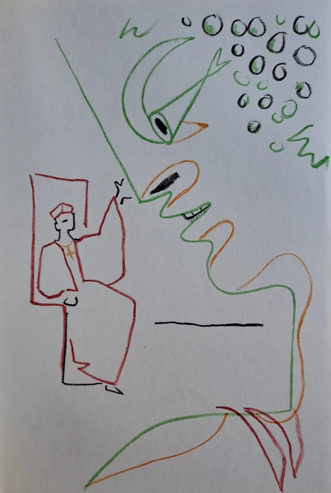 Jean Cocteau - La bénédiction du Pape - Lithographie originale en couleur