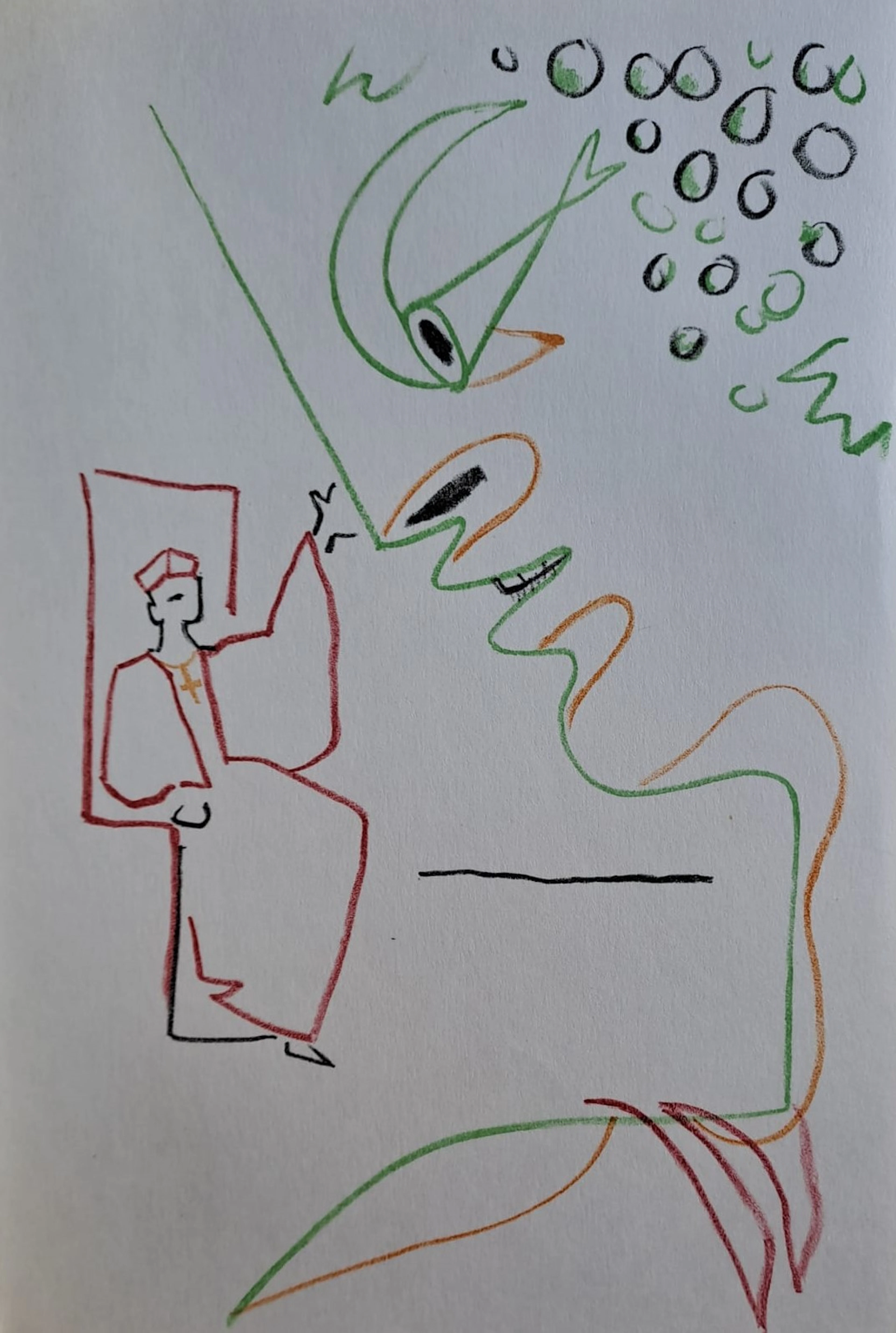 Jean Cocteau - La bénédiction du Pape - Lithographie originale en couleur