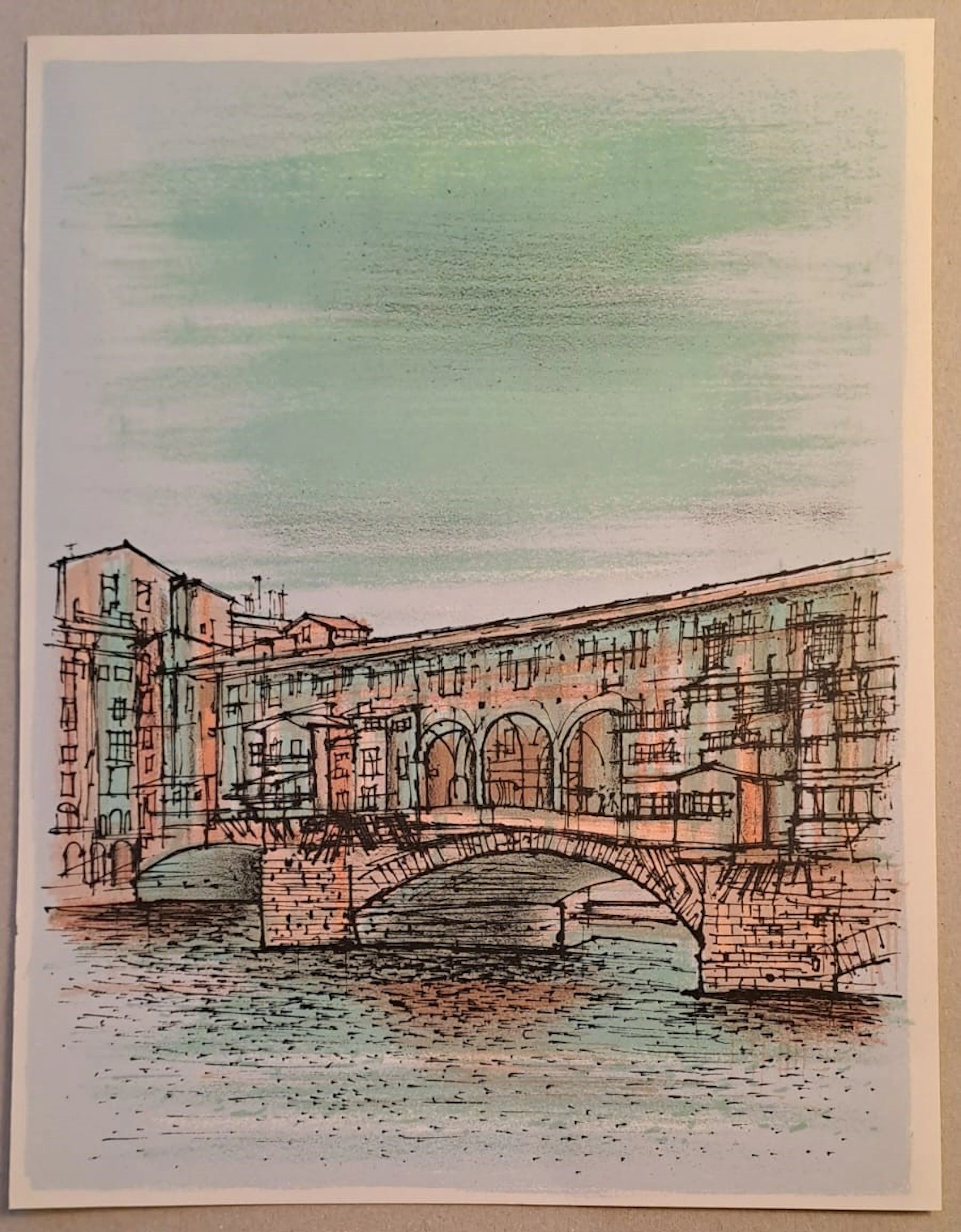 Jean Carzou - Le pont des Soupirs - Lithographie originale