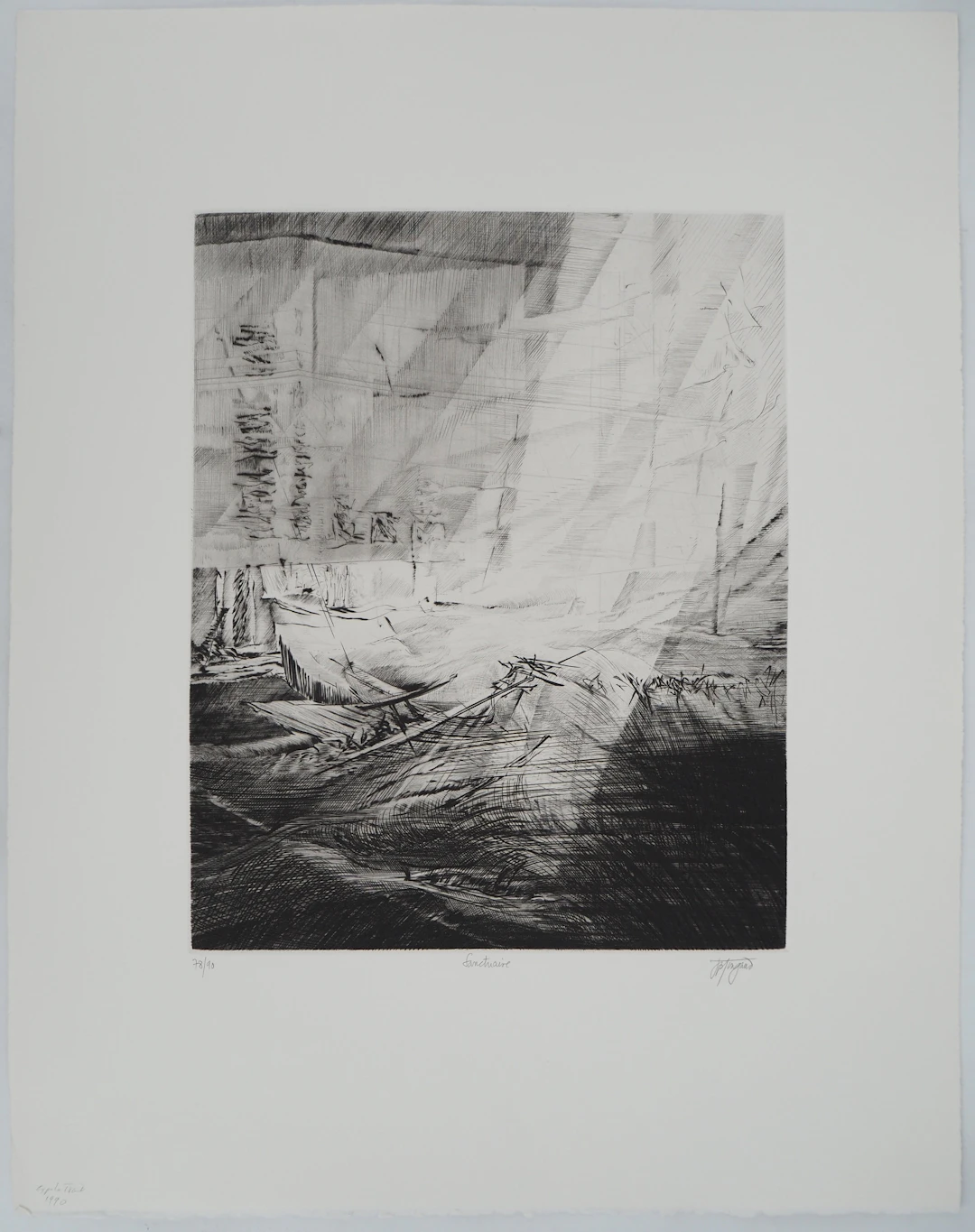Jean-Pierre TINGAUD, Sanctuaire, 1989 - Gravure sur cuivre originale signée