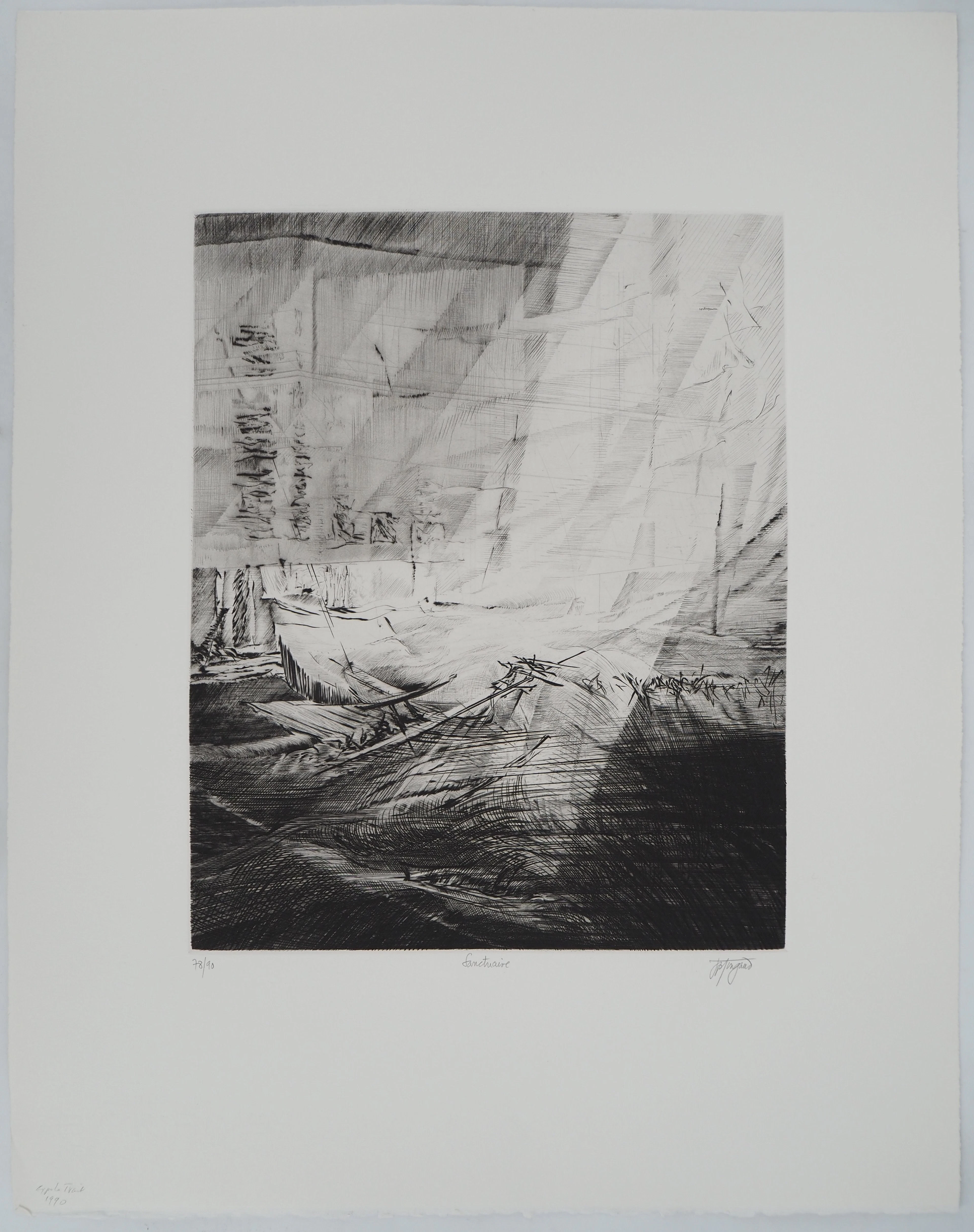 Jean-Pierre TINGAUD, Sanctuaire, 1989 - Gravure sur cuivre originale signée