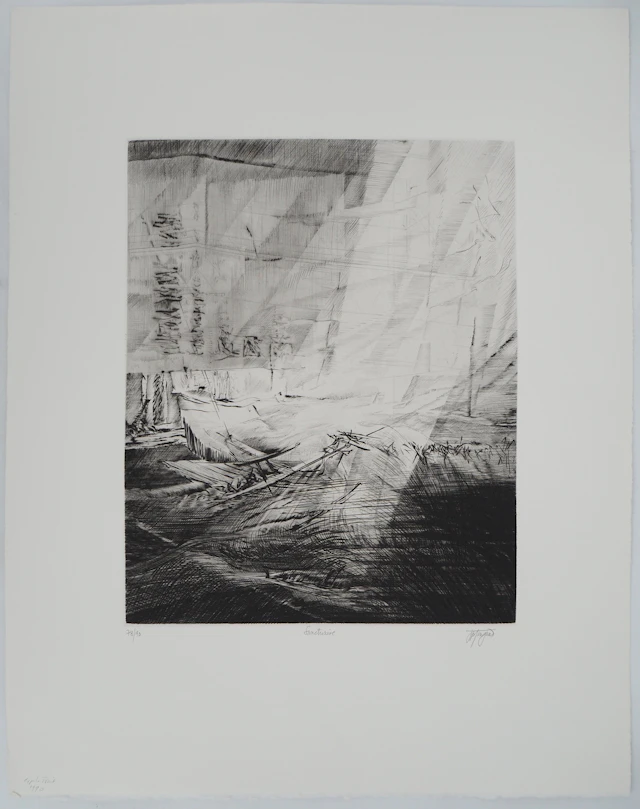 Jean-Pierre TINGAUD, Sanctuaire, 1989 - Gravure sur cuivre originale signée