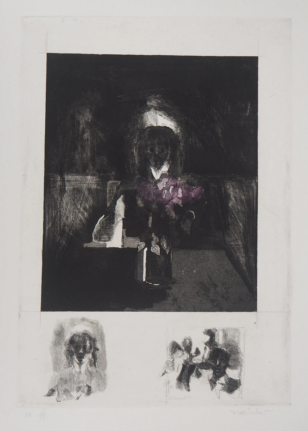 Bernard MARTELET : Portrait mystérieux - Gravure Originale Signée