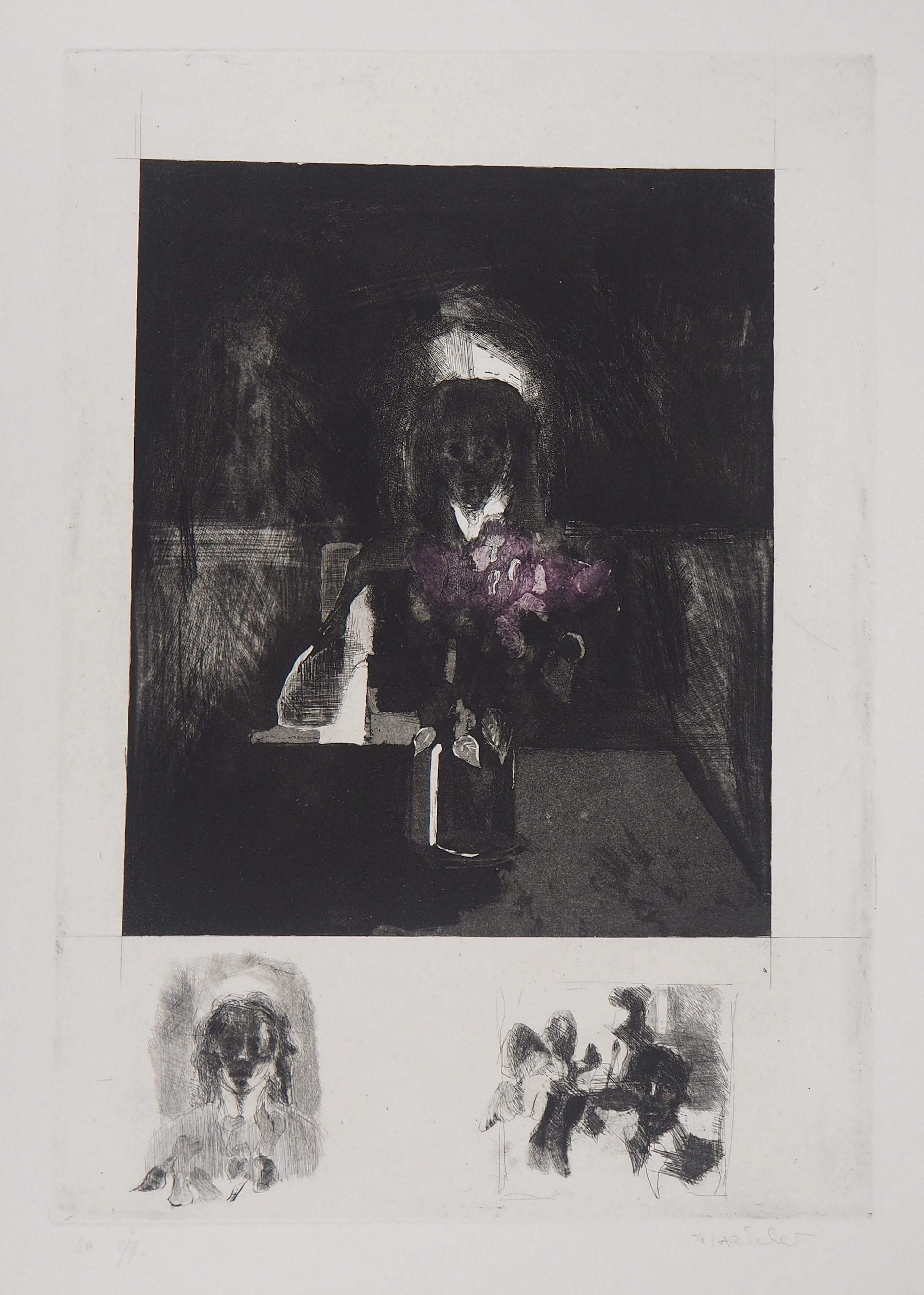Bernard MARTELET : Portrait mystérieux - Gravure Originale Signée