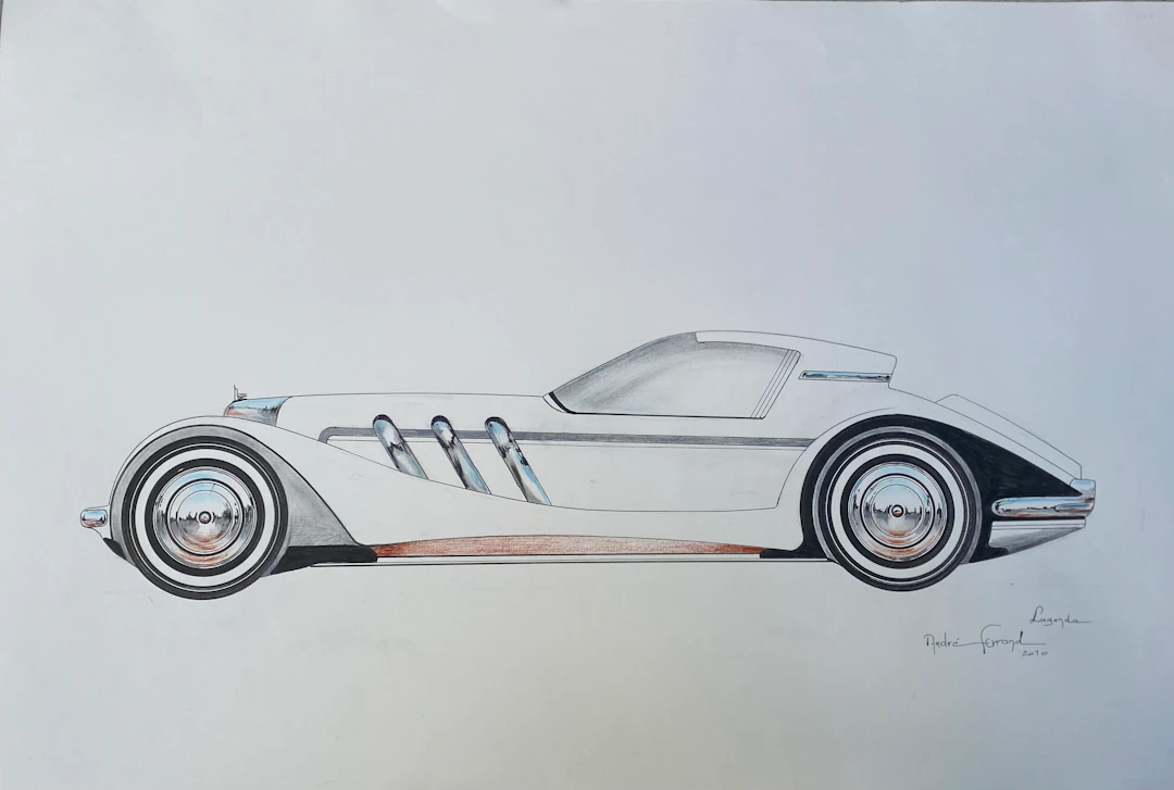 André Ferrand - Dessin « Voiture Lagonda »