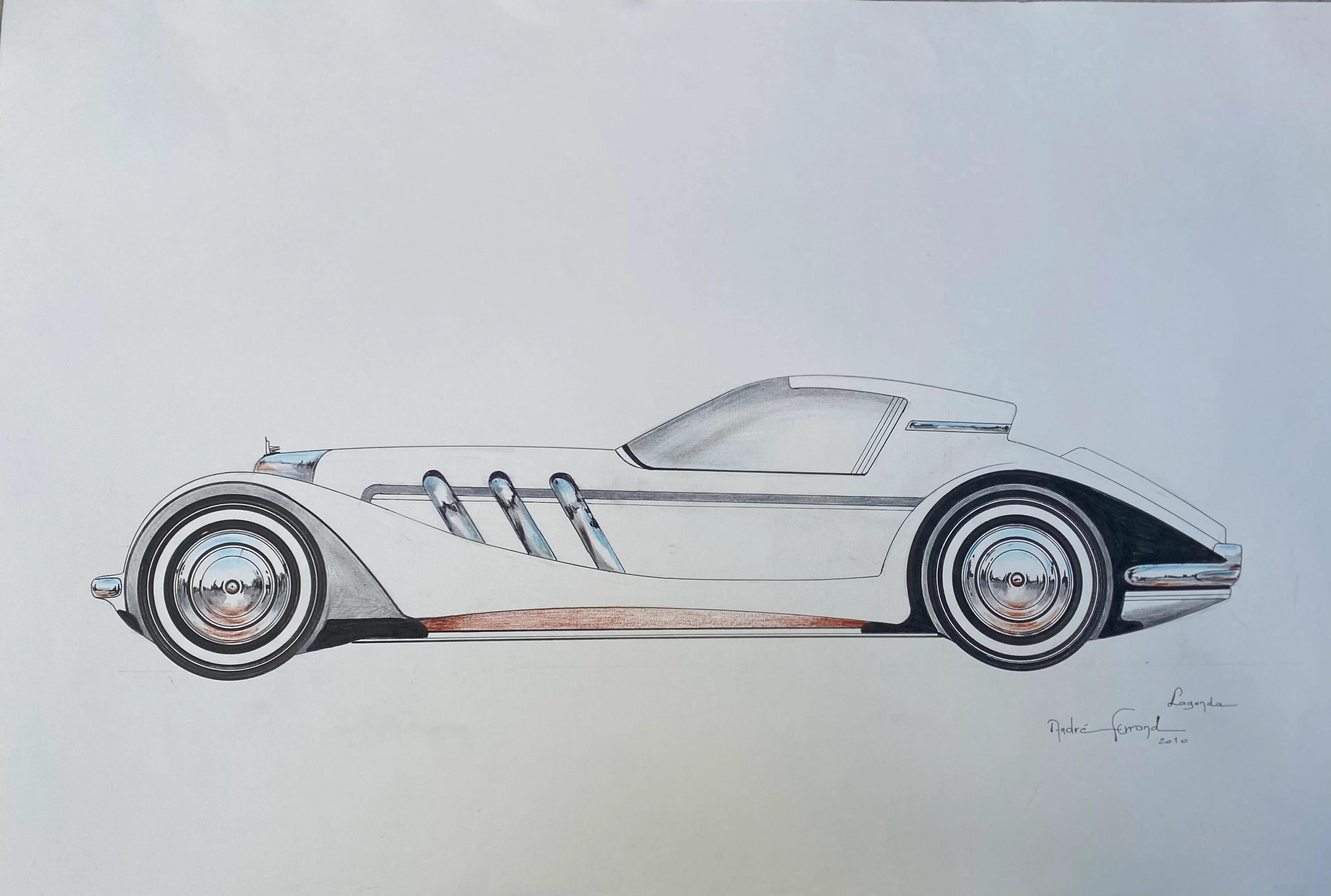 André Ferrand - Dessin « Voiture Lagonda »