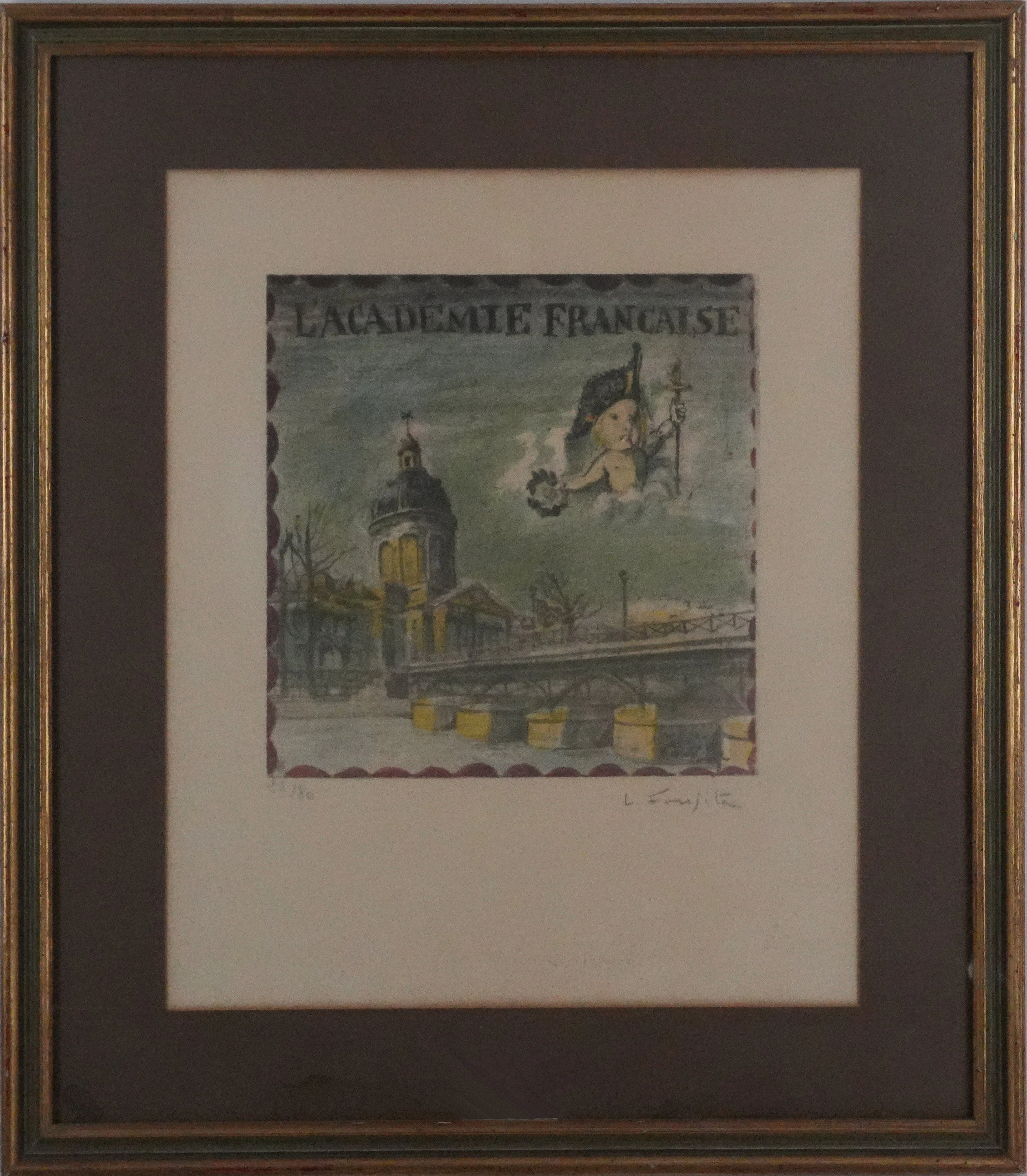 Tsuguharu FOUJITA : L’Académie Française, Lithographie originale signée
