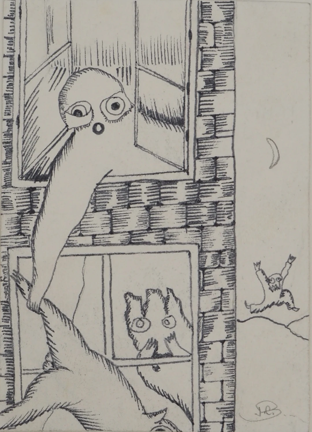 Jean-Claude SILBERMANN : Enseignes sournoises, La chute, Dessin original signé