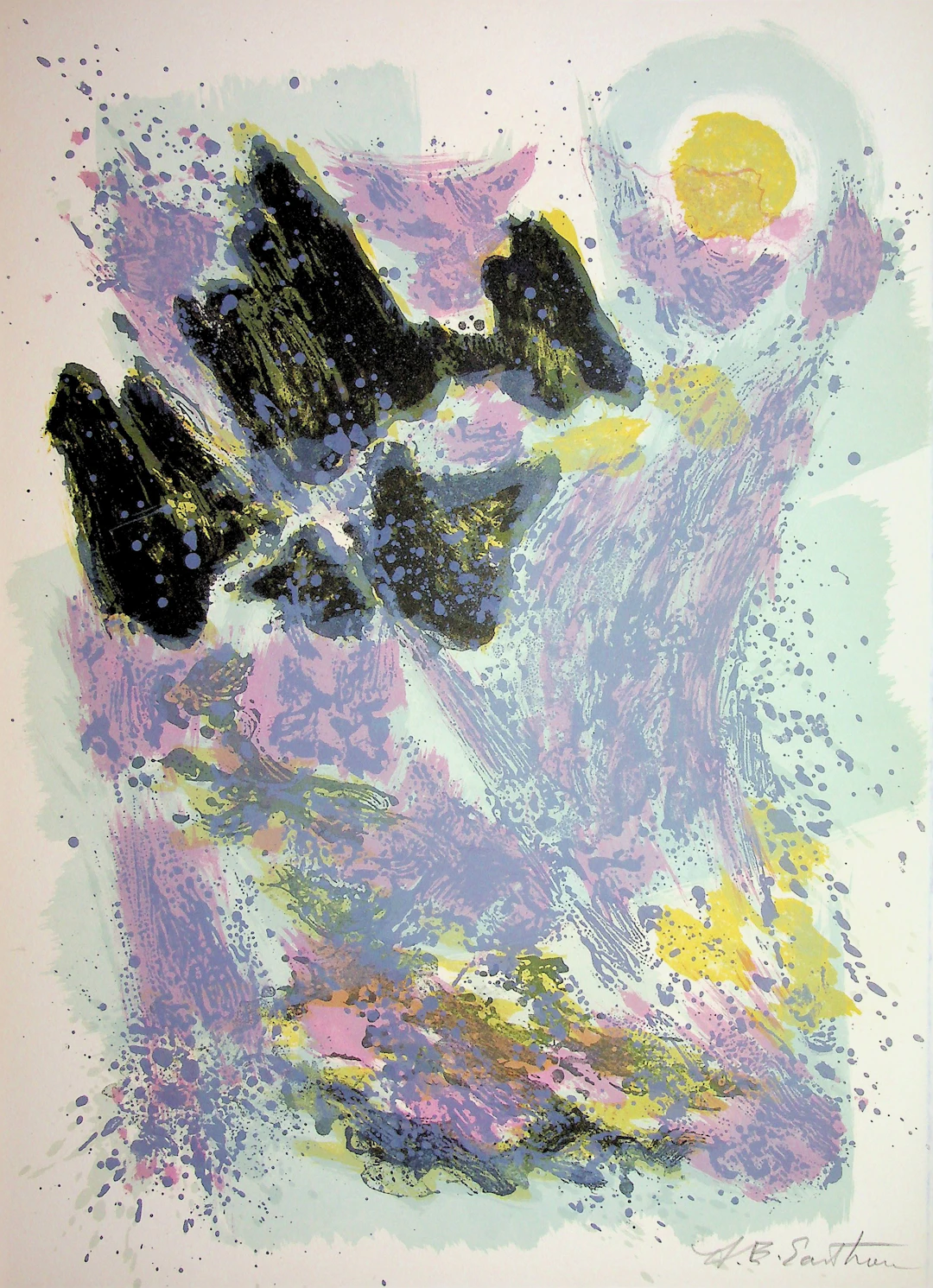 Maurice Elie SARTHOU - Embruns et coucher de soleil, 1965 - Lithographie