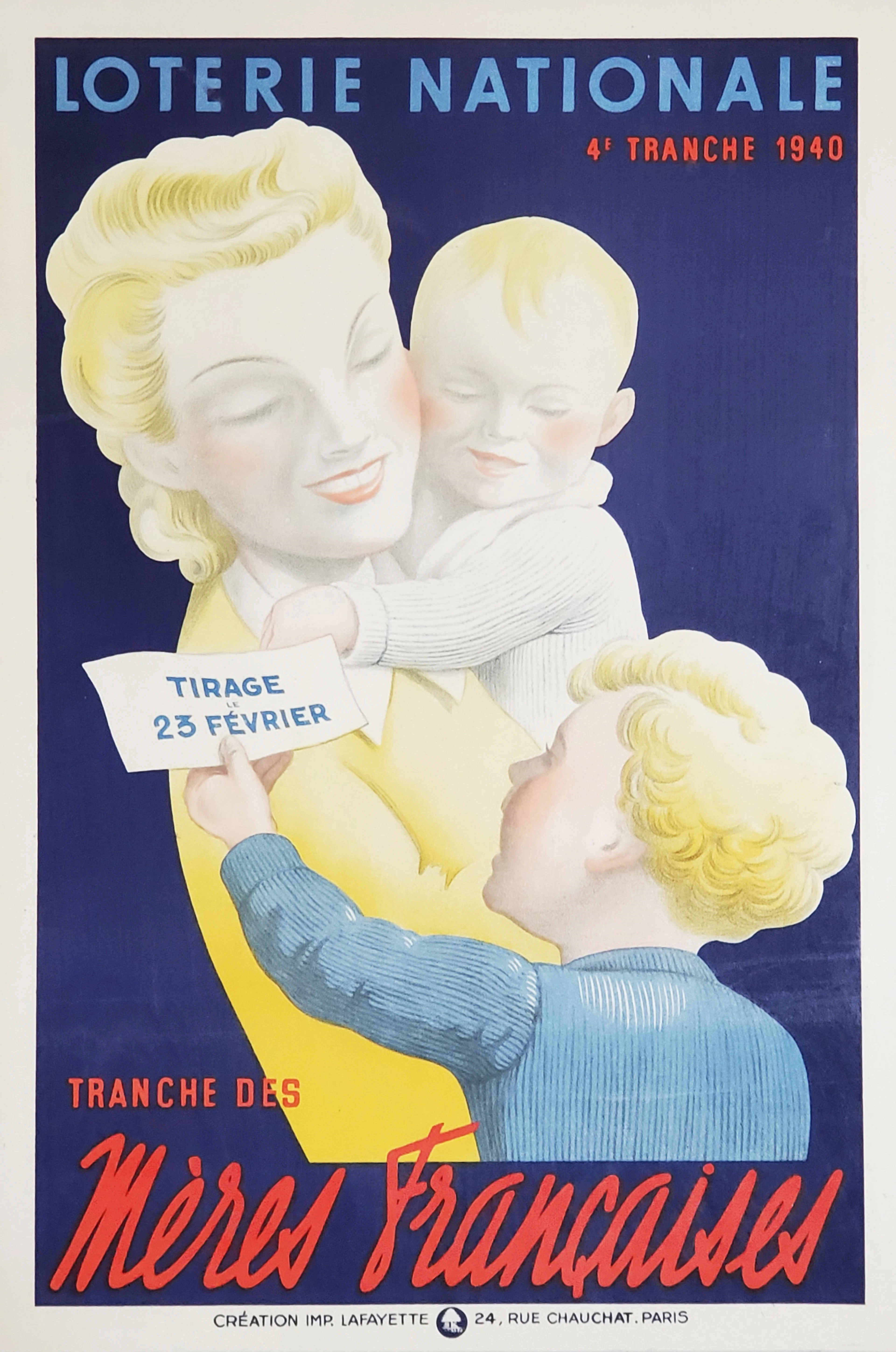 Pierre Besniard, Loterie Nationale (Mères Françaises), affiche, 1940