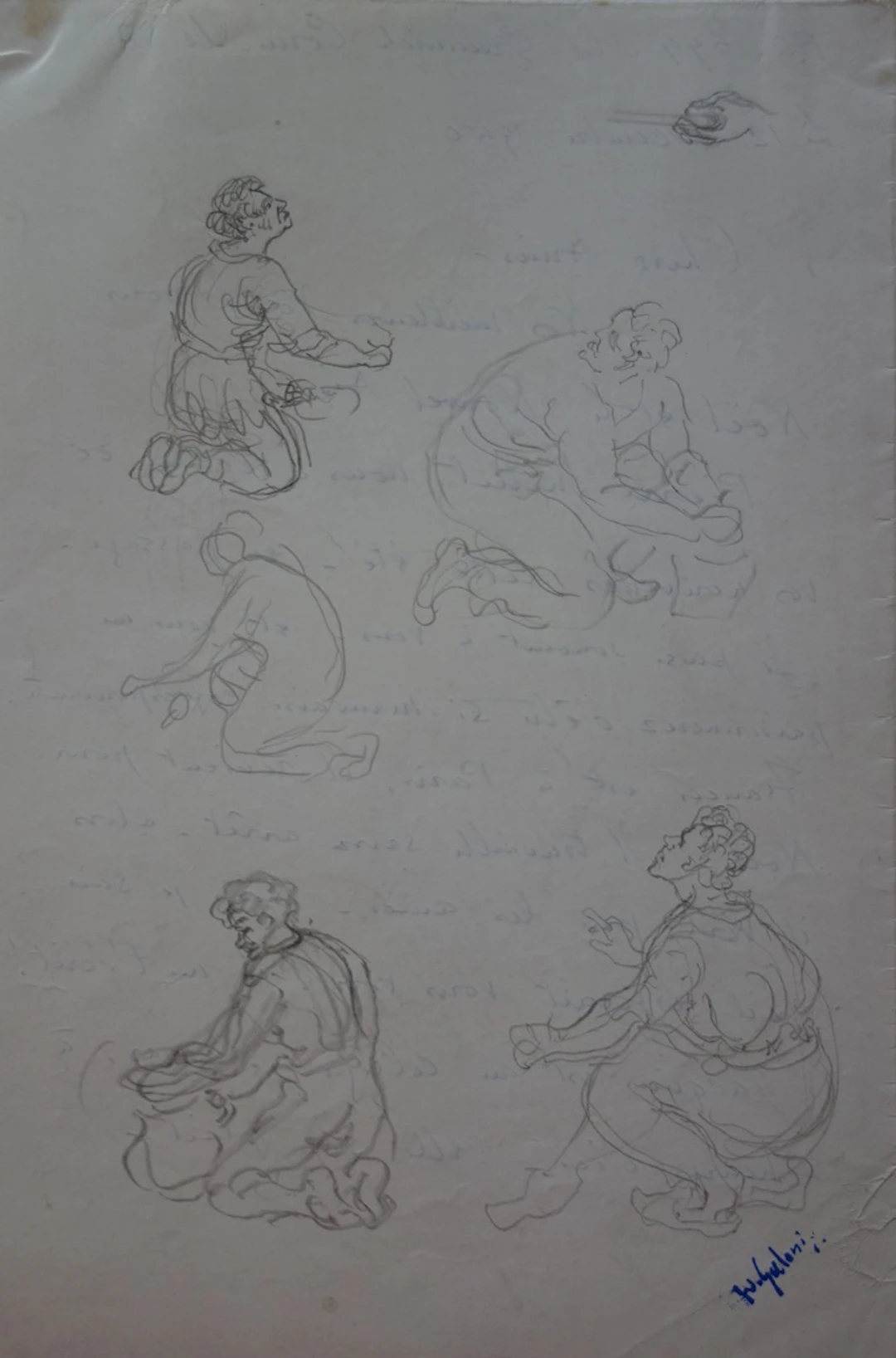Demetrios GALANIS : Etudes de scènes quotidiennes - Dessin original signé