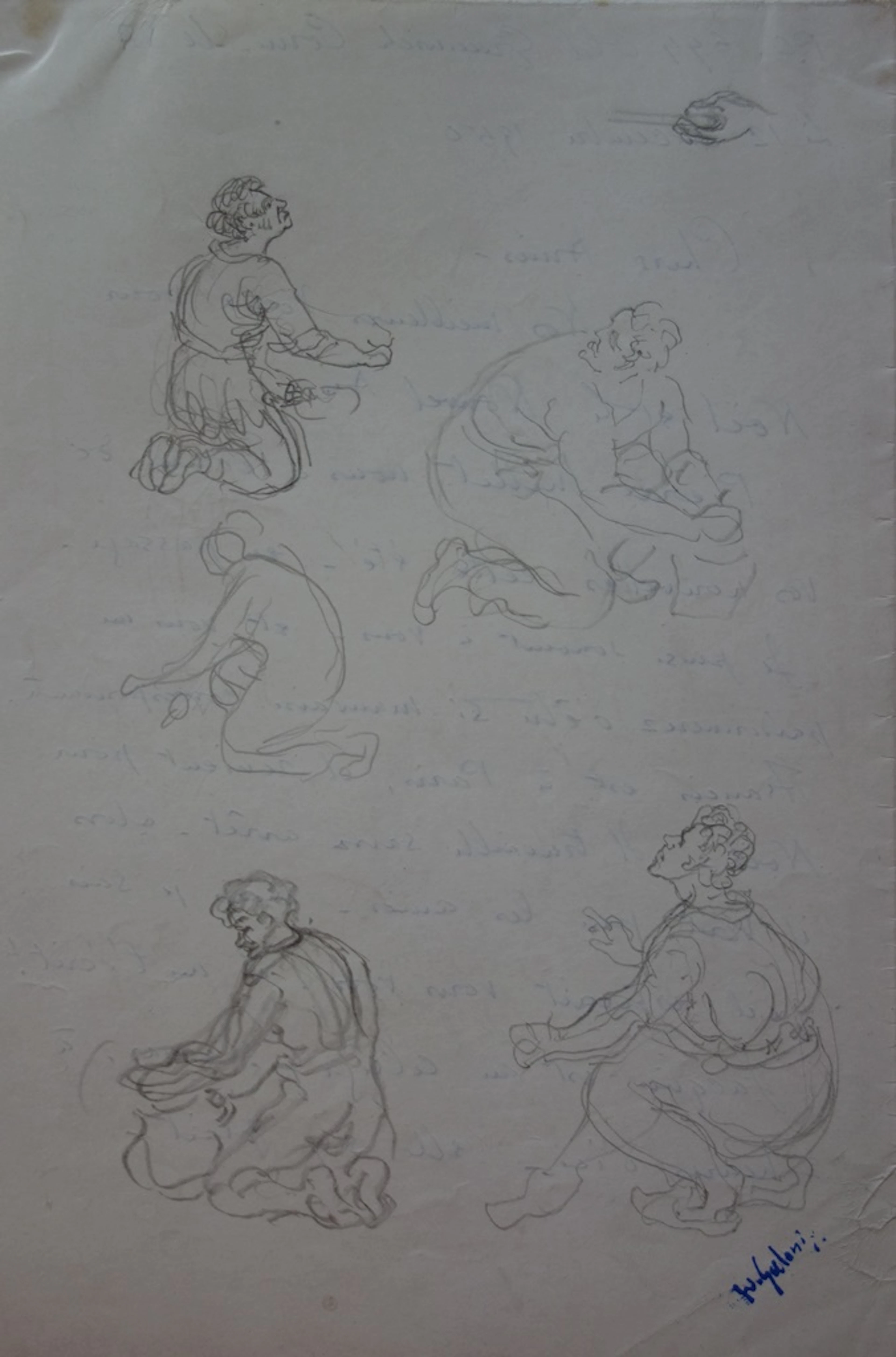 Demetrios GALANIS : Etudes de scènes quotidiennes - Dessin original signé