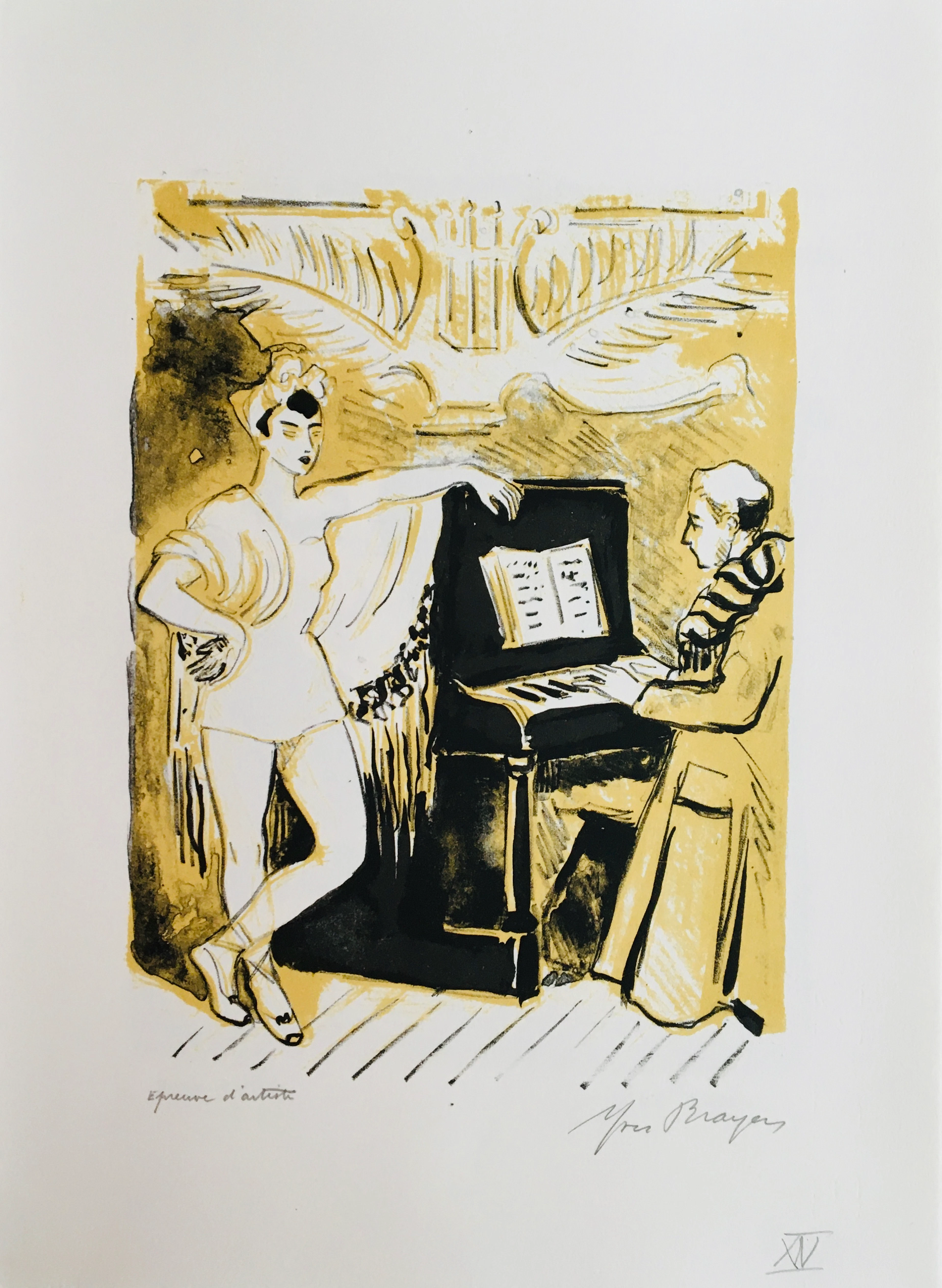Yves BRAYER - Le pianiste au foyer de la danse, 1969 - Lithographie