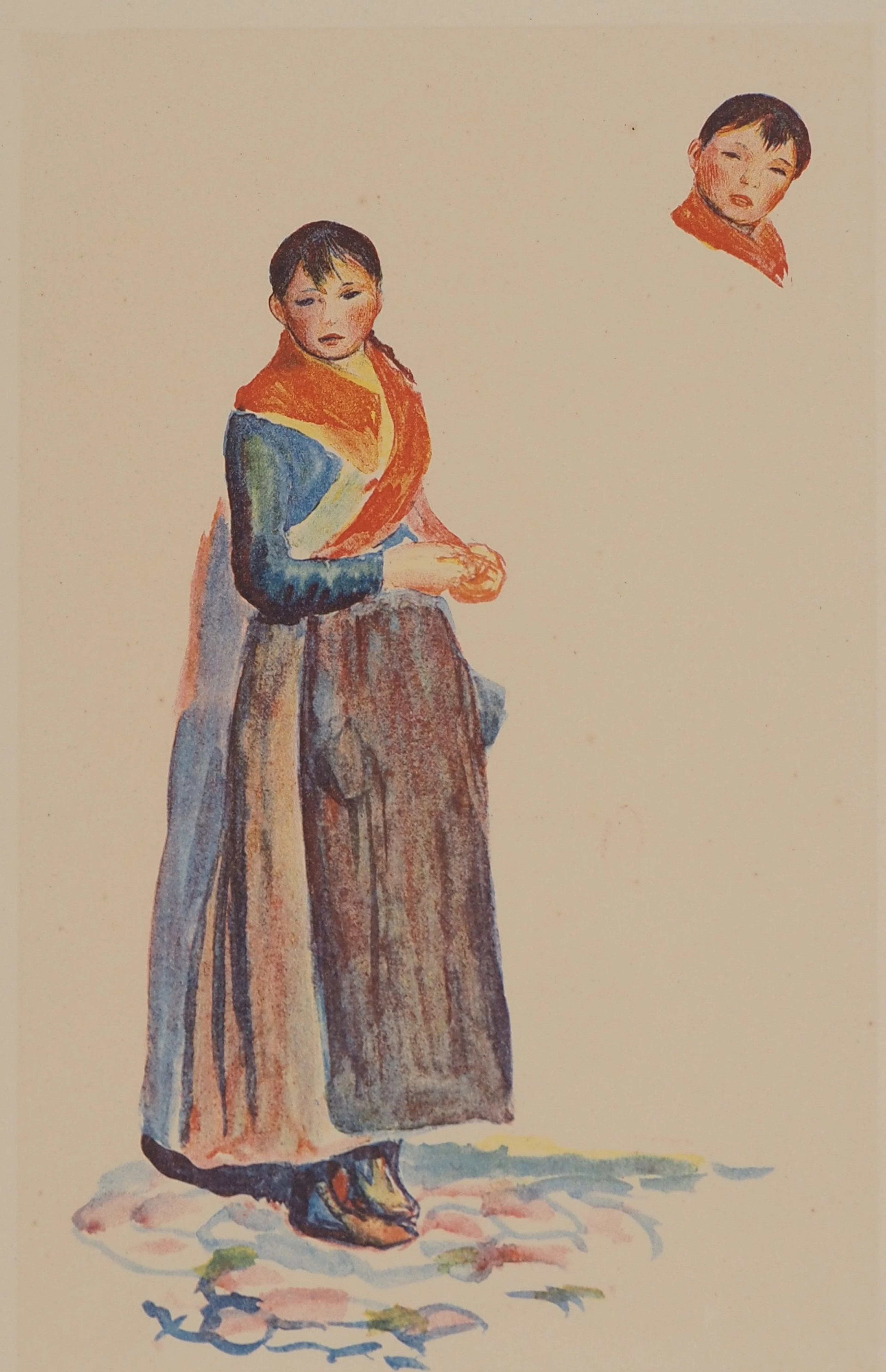 Pierre-Auguste RENOIR : Jeune fille à la tresse, Lithographie