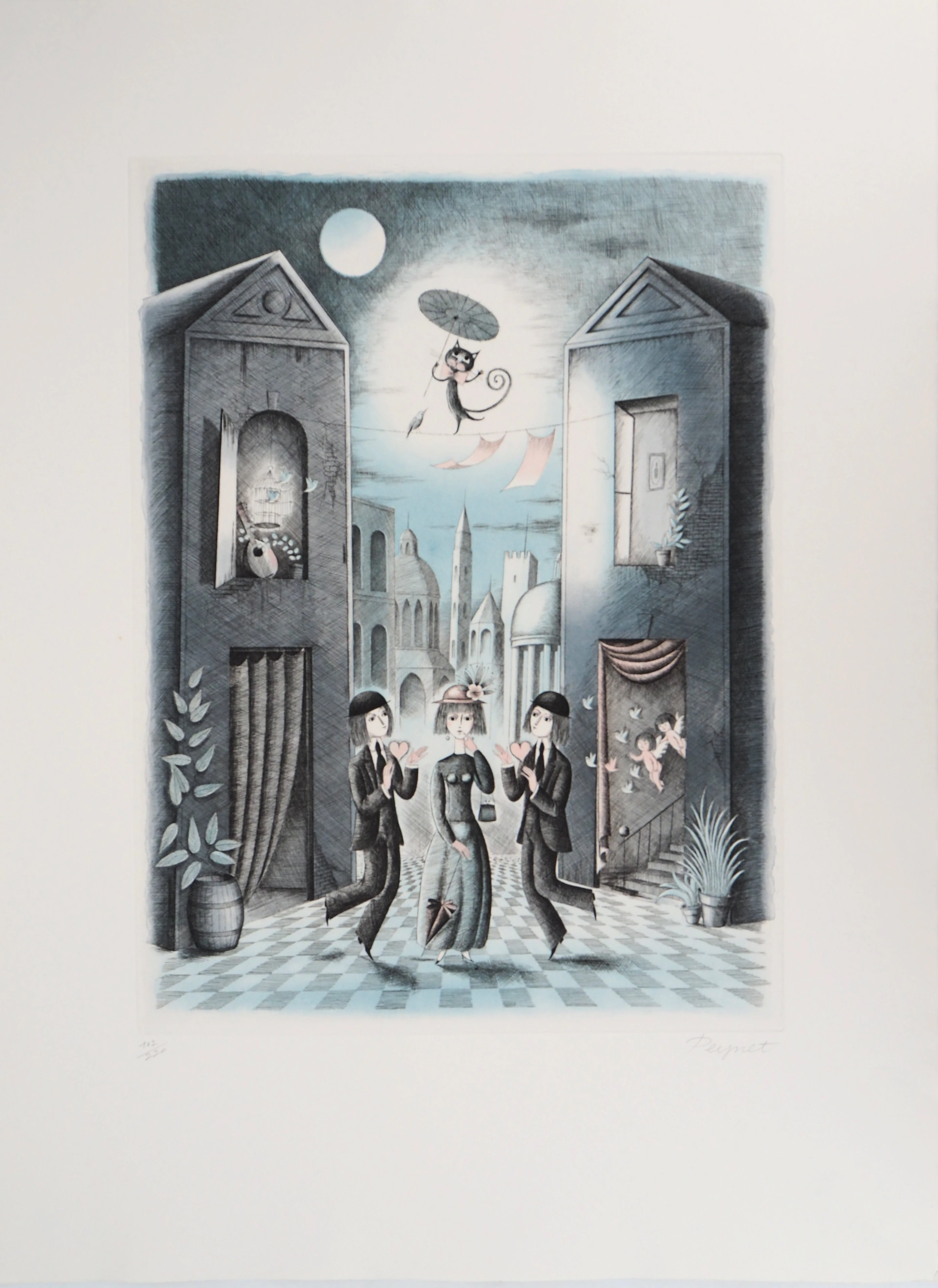 Raymond PEYNET : Signe du zodiaque, Les Gémeaux - Gravure originale signée