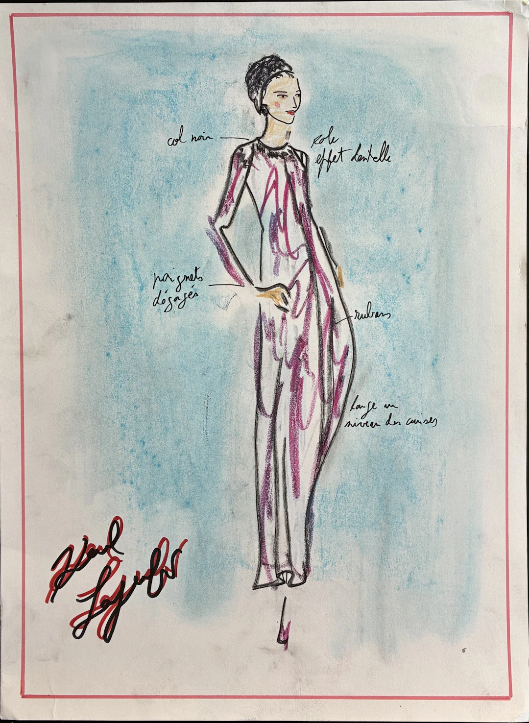Karl LAGERFELD - dessin original haute couture
