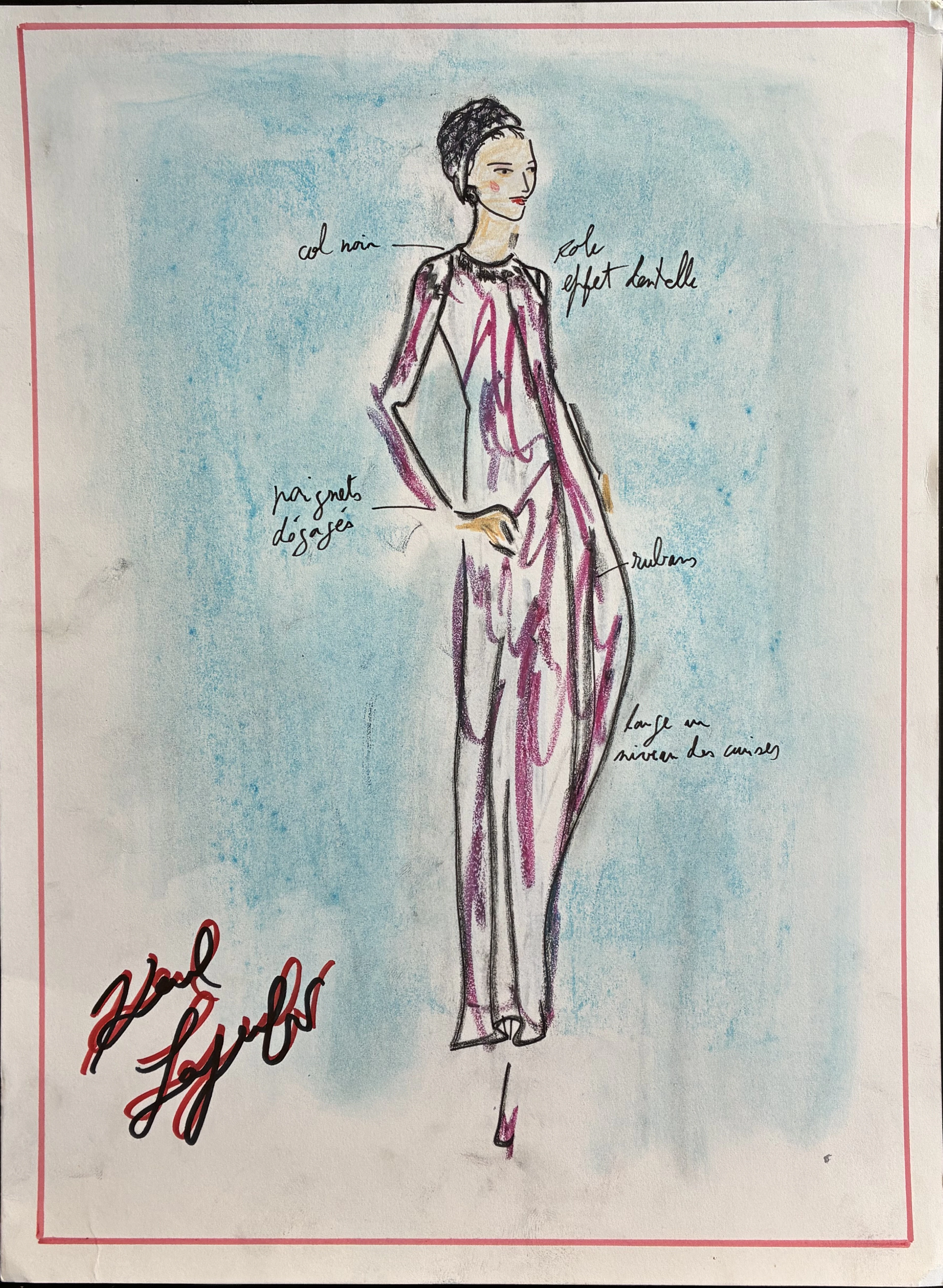 Karl LAGERFELD - dessin original haute couture