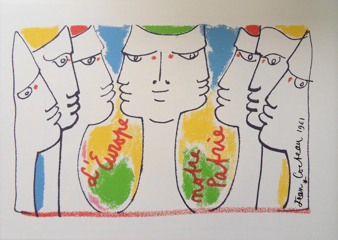 Jean COCTEAU (d’après) : Europe, le temps du compromis, Lithographie, 1961