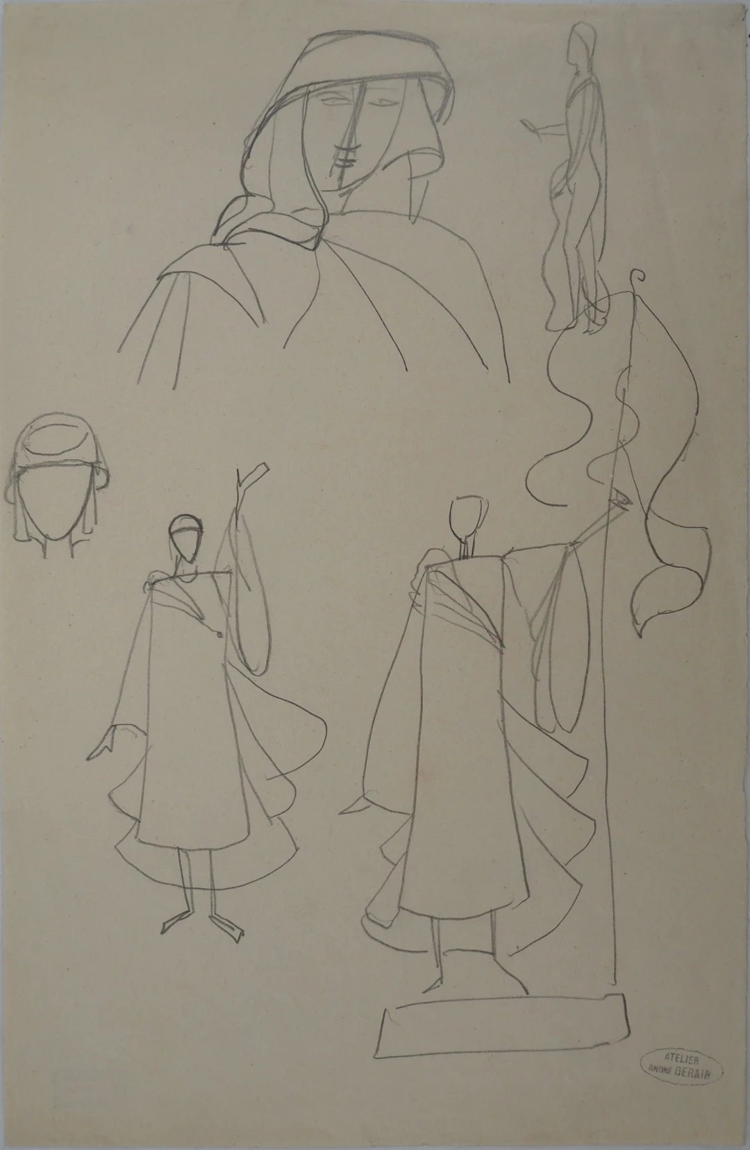 André DERAIN : Projet de costume, Empire romain -Dessin original Signé