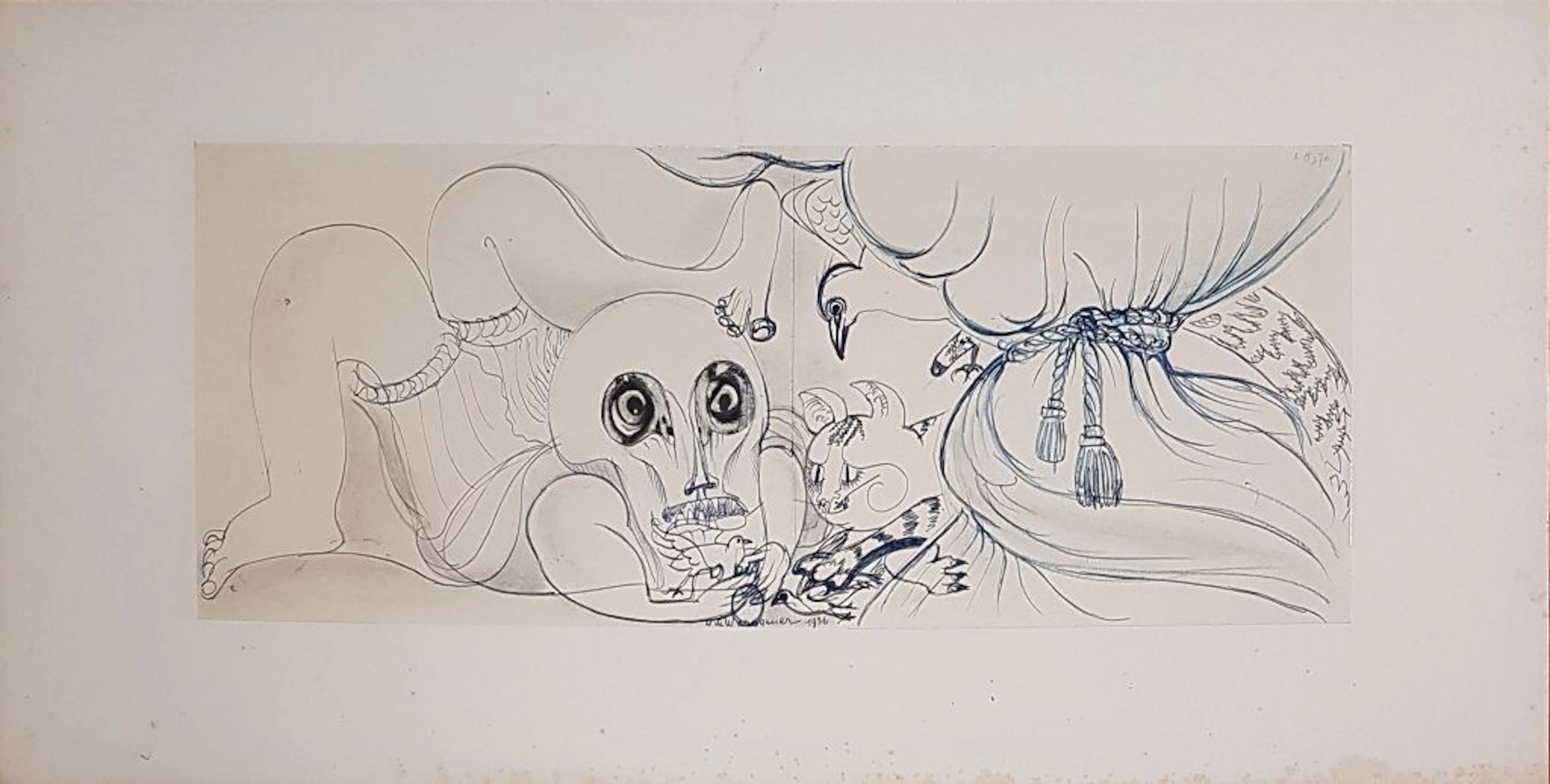 Henry de WAROQUIER - Le Chat, la Colombe et la Mort, 1936 - Dessins