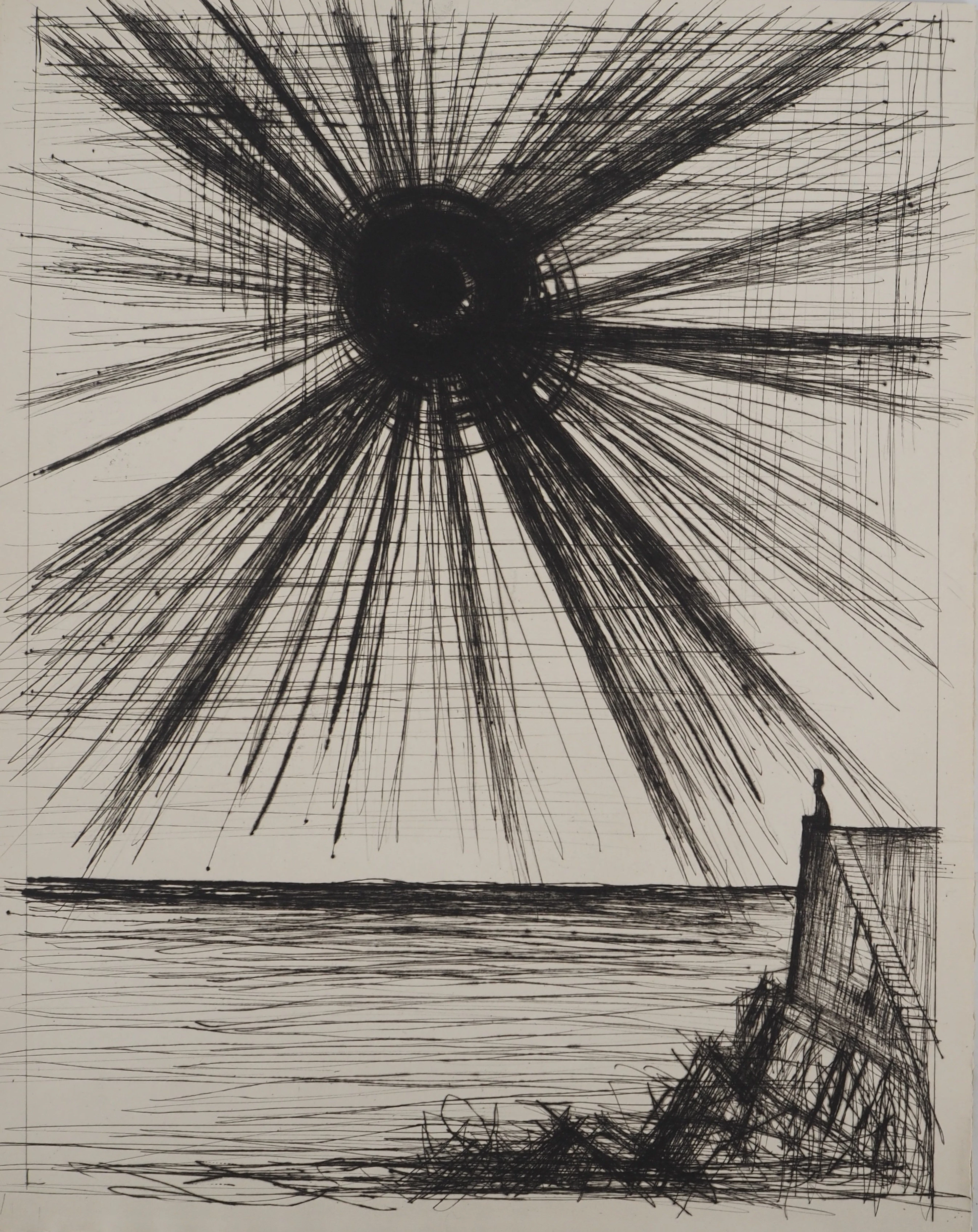 Bernard BUFFET : Solitude au Soleil sombre, Gravure originale