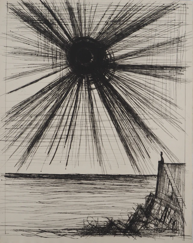 Bernard BUFFET : Solitude au Soleil sombre, Gravure originale
