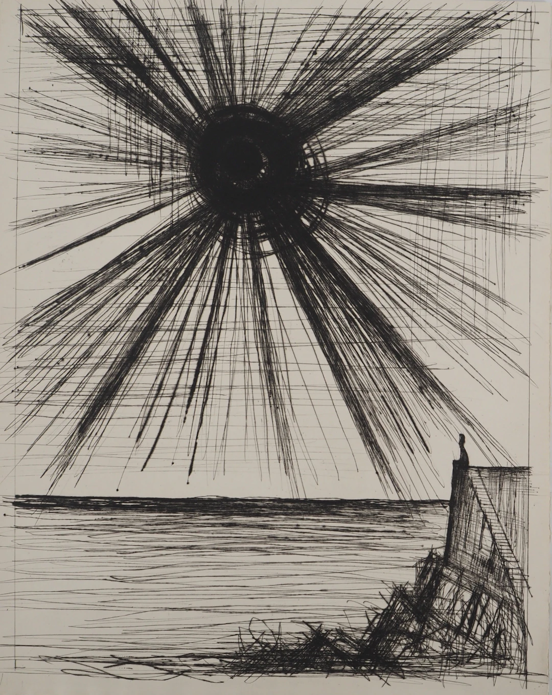 Bernard BUFFET : Solitude au Soleil sombre, Gravure originale