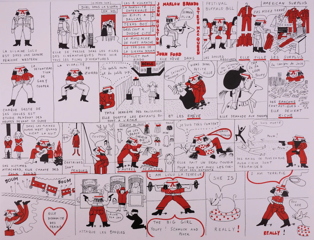 Yves SAINT LAURENT : La vilaine Lulu et les Westerns, 1985 - Lithographie