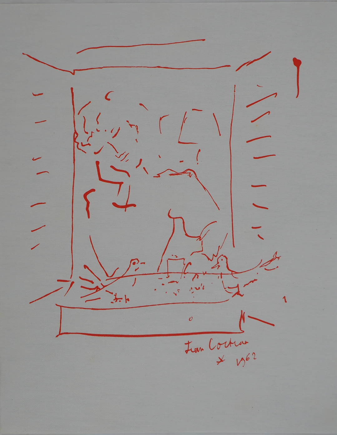 Jean COCTEAU : Colombophilie, Rêveur et pigeons, Lithographie originale signée