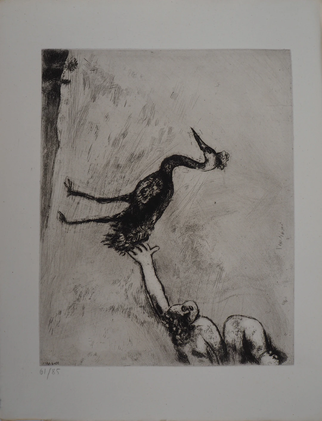 Marc CHAGALL : Le héron, Gravure originale signée