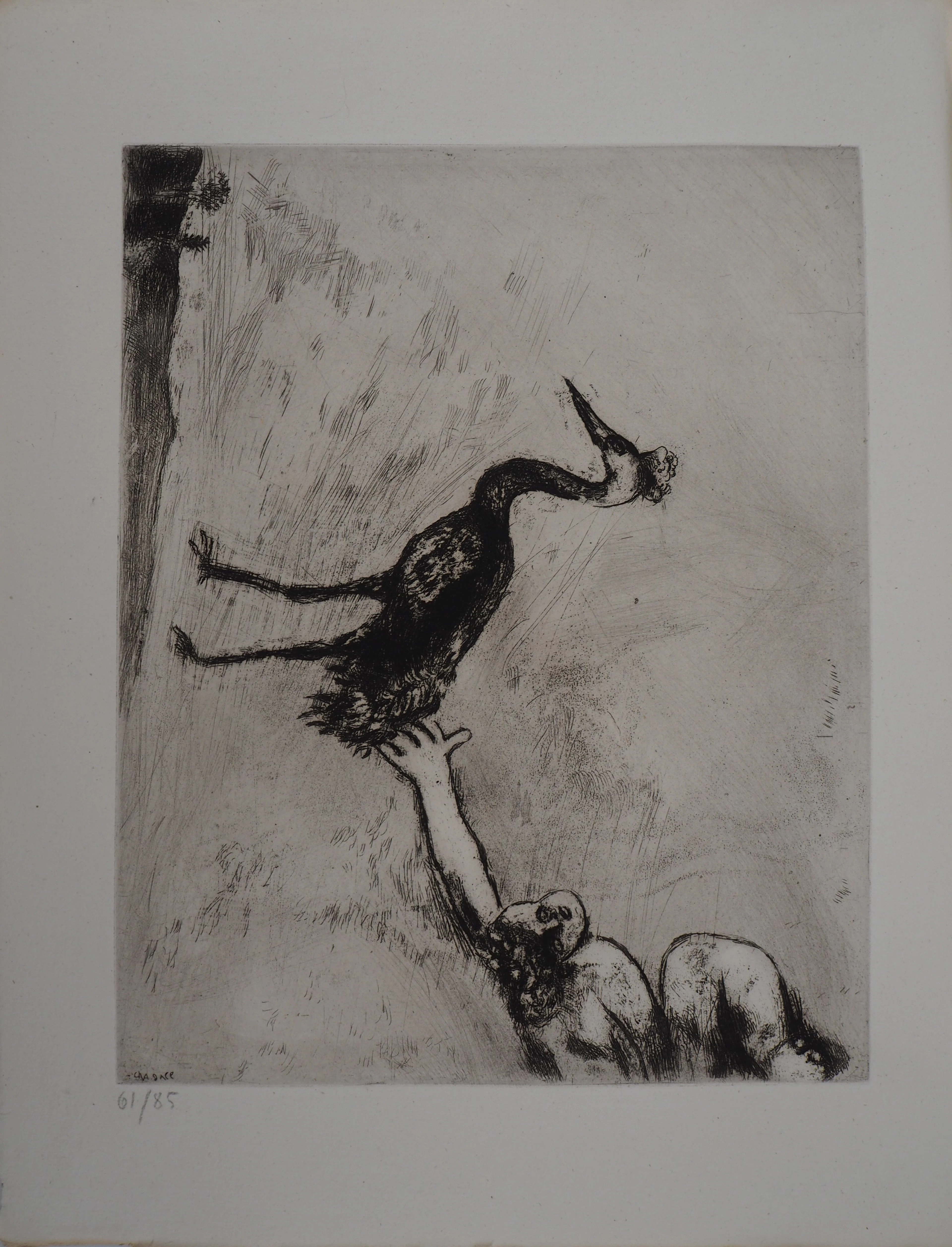 Marc CHAGALL : Le héron, Gravure originale signée