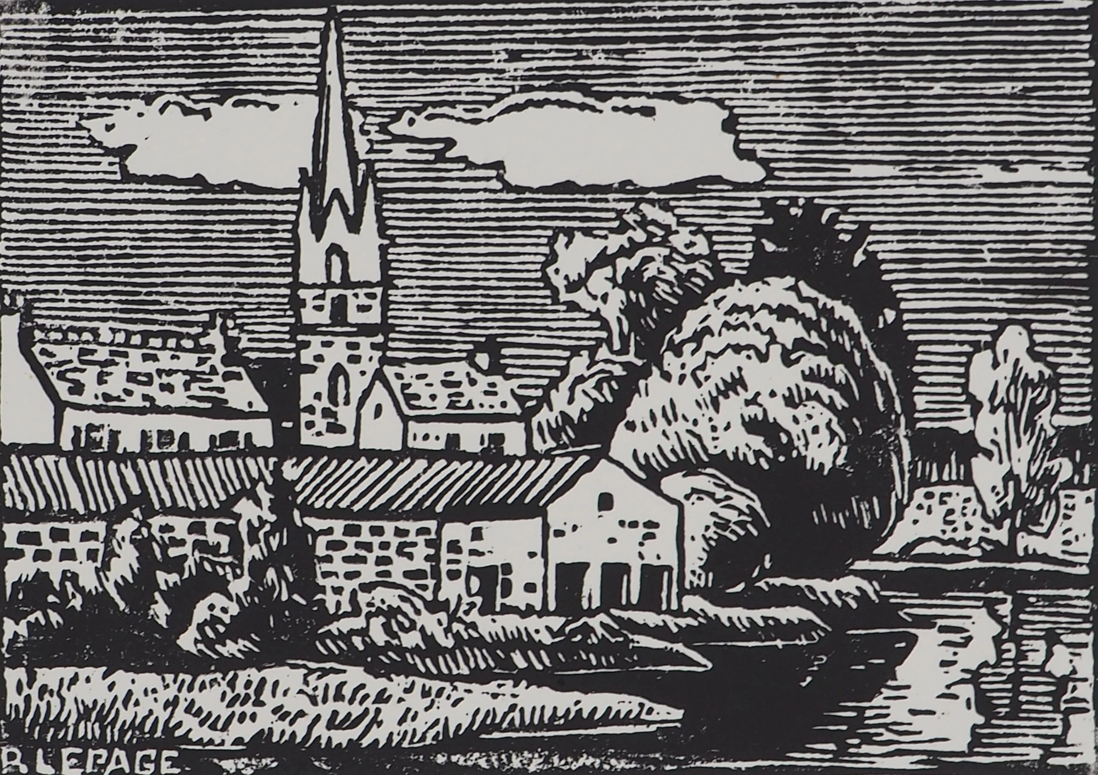 Pierre LEPAGE - Bretagne : l’église de Rosporden - Gravure sur bois