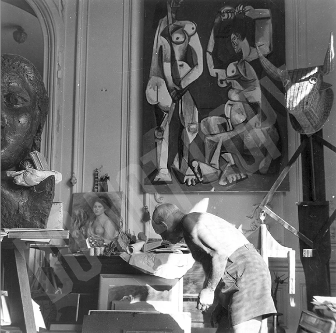 André Ostier, photo originale, 1958, Picasso dans la Villa La Californie