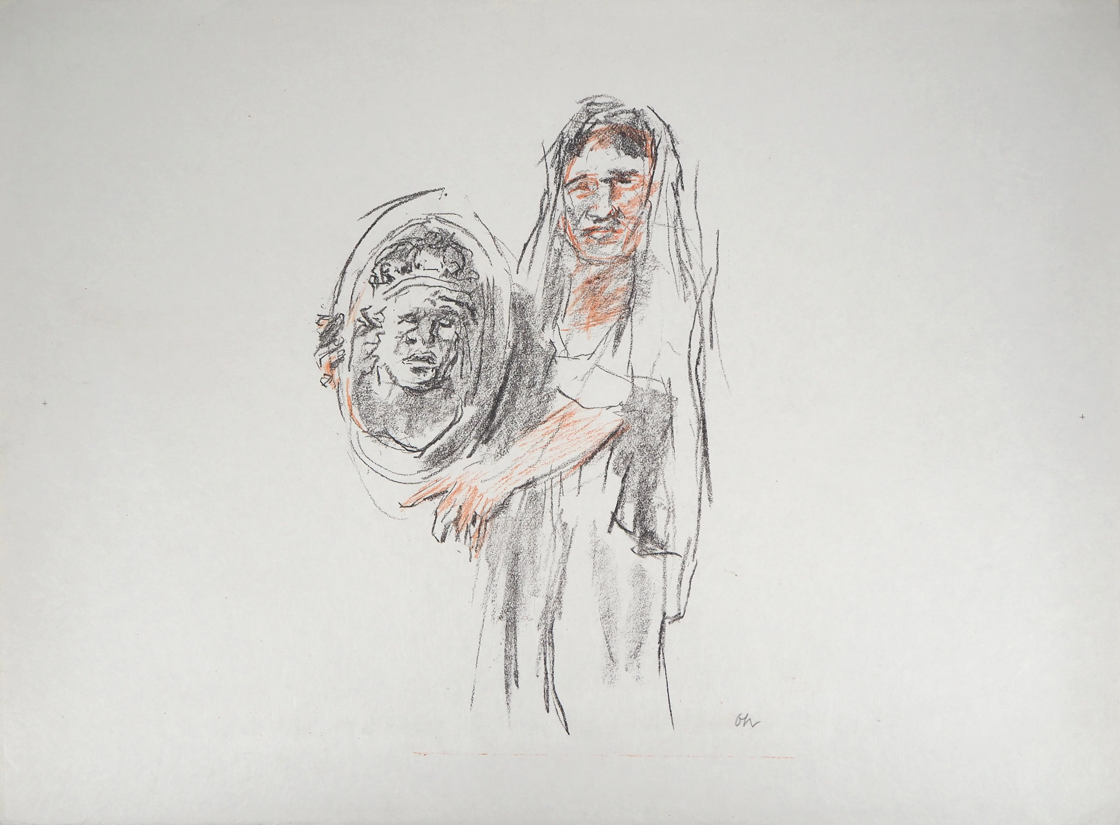 Oskar KOKOSCHKA - Mythologie, Femme tenant un bouclier, 1962 - Lithographie