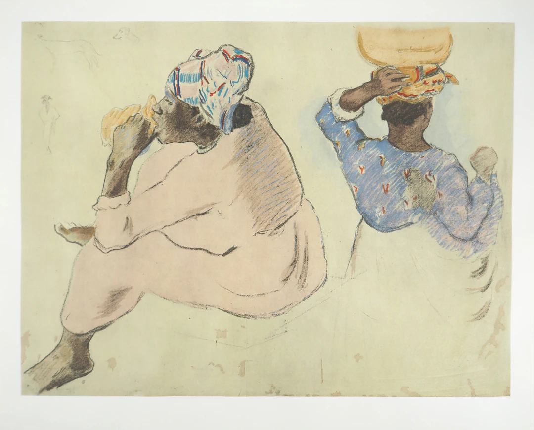 Paul GAUGUIN : Tahiti, Femmes Maoris, Lithographie et pochoir signée