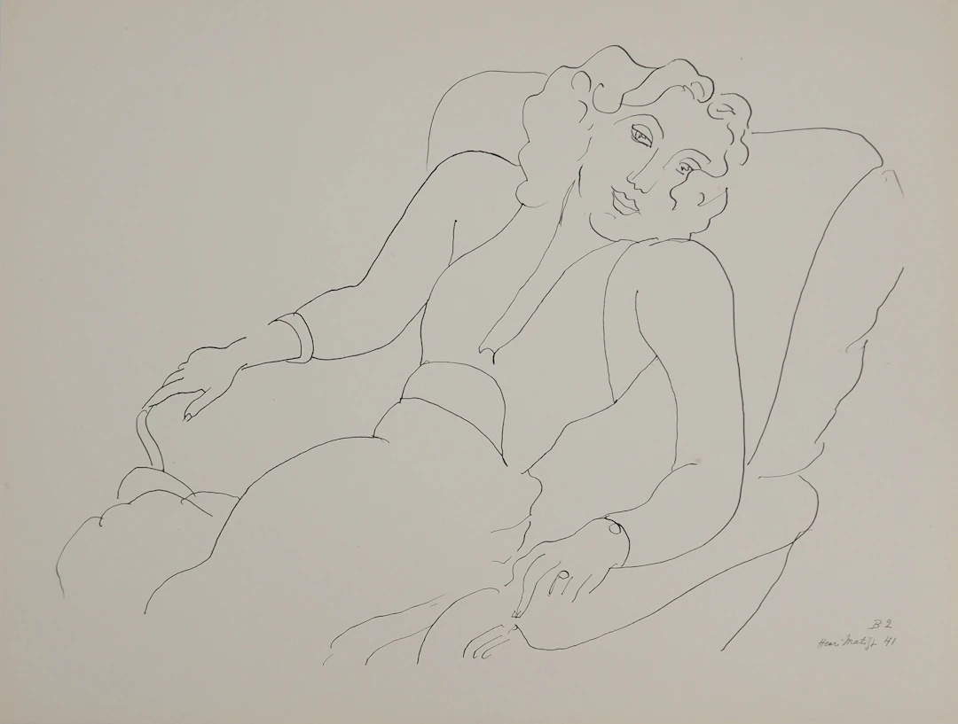 Henri MATISSE : Portrait au fauteuil, Lithographie signée