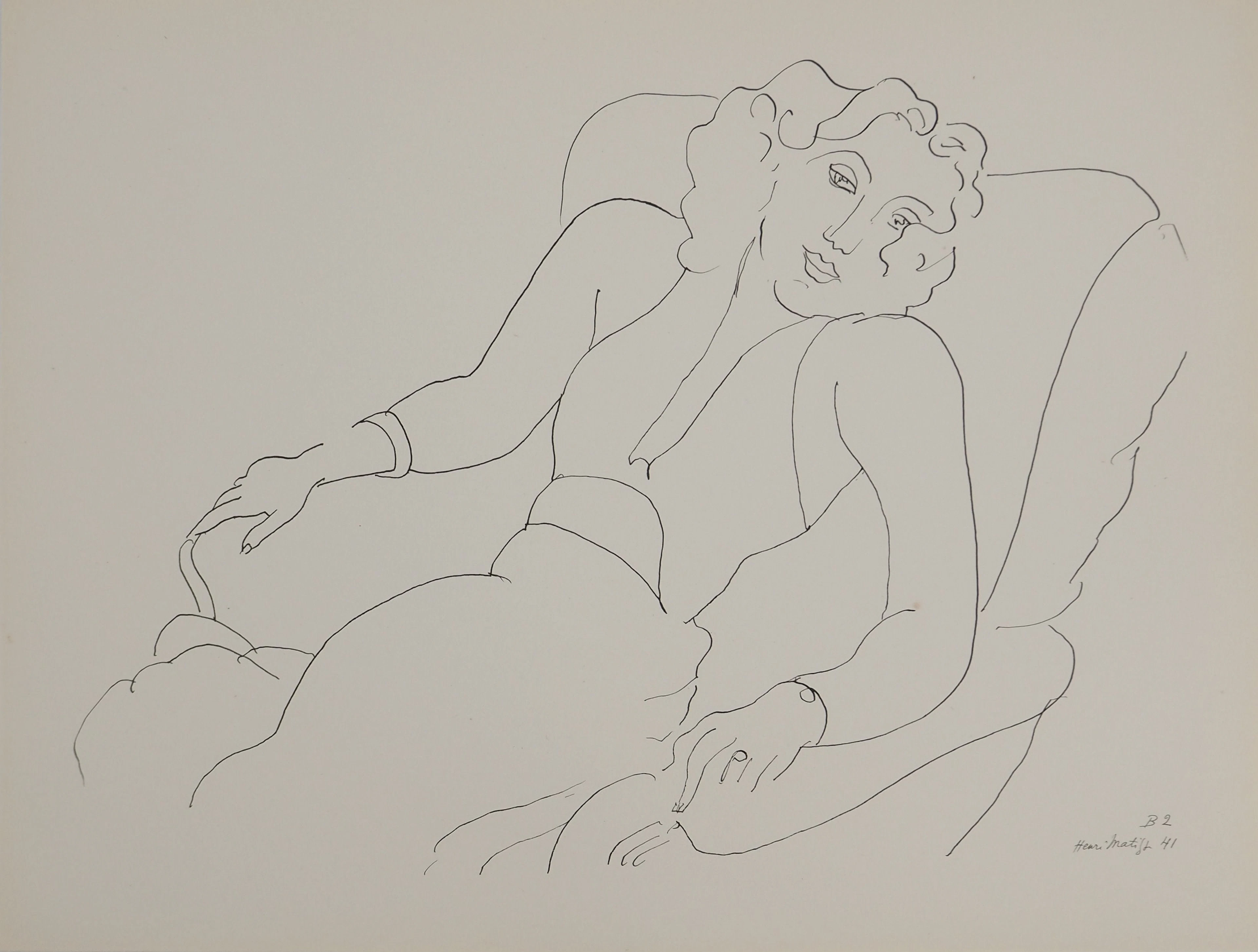 Henri MATISSE : Portrait au fauteuil, Lithographie signée