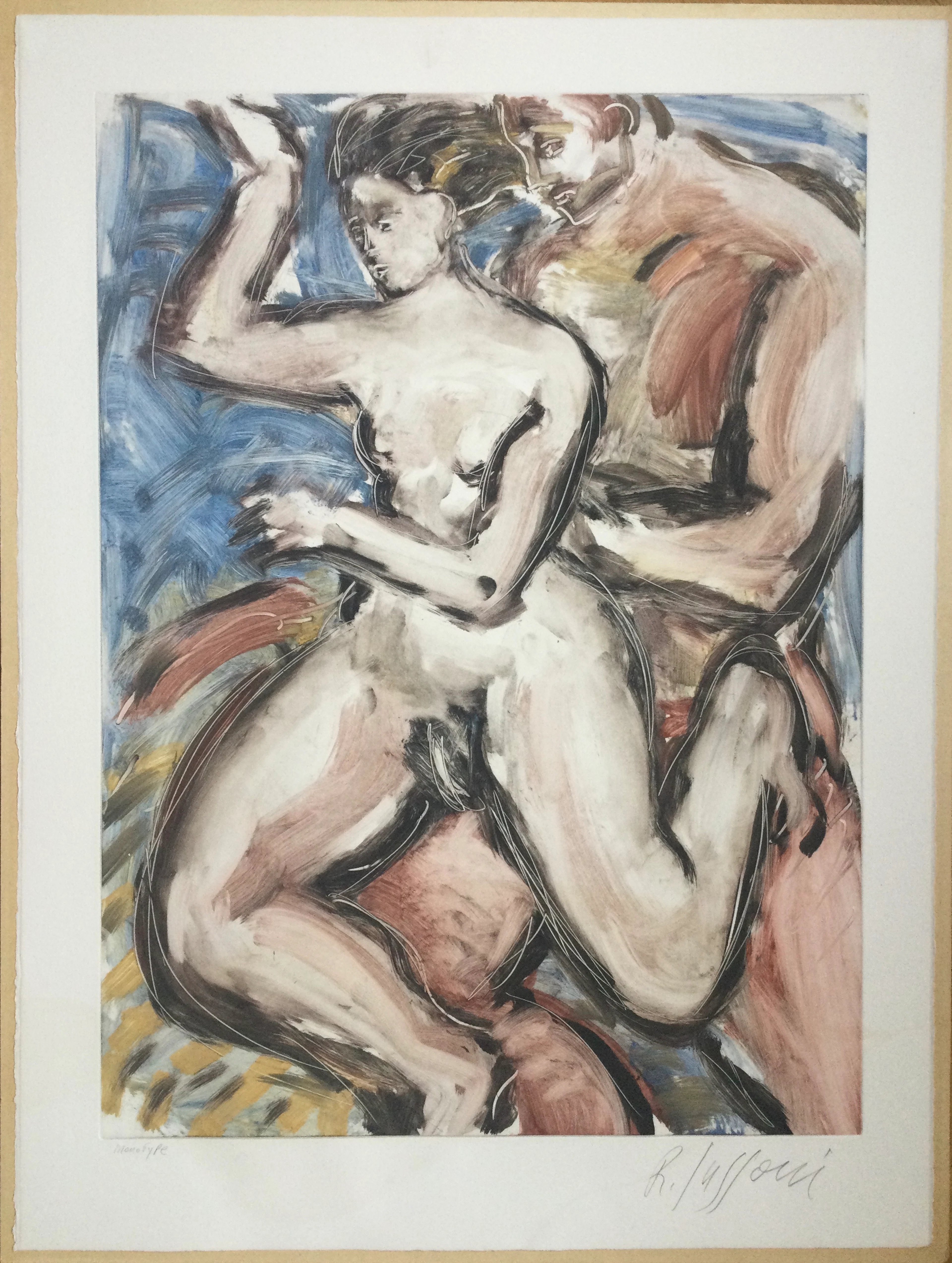 Romain SUZZONI - Couple enlacé - Monotype unique signé