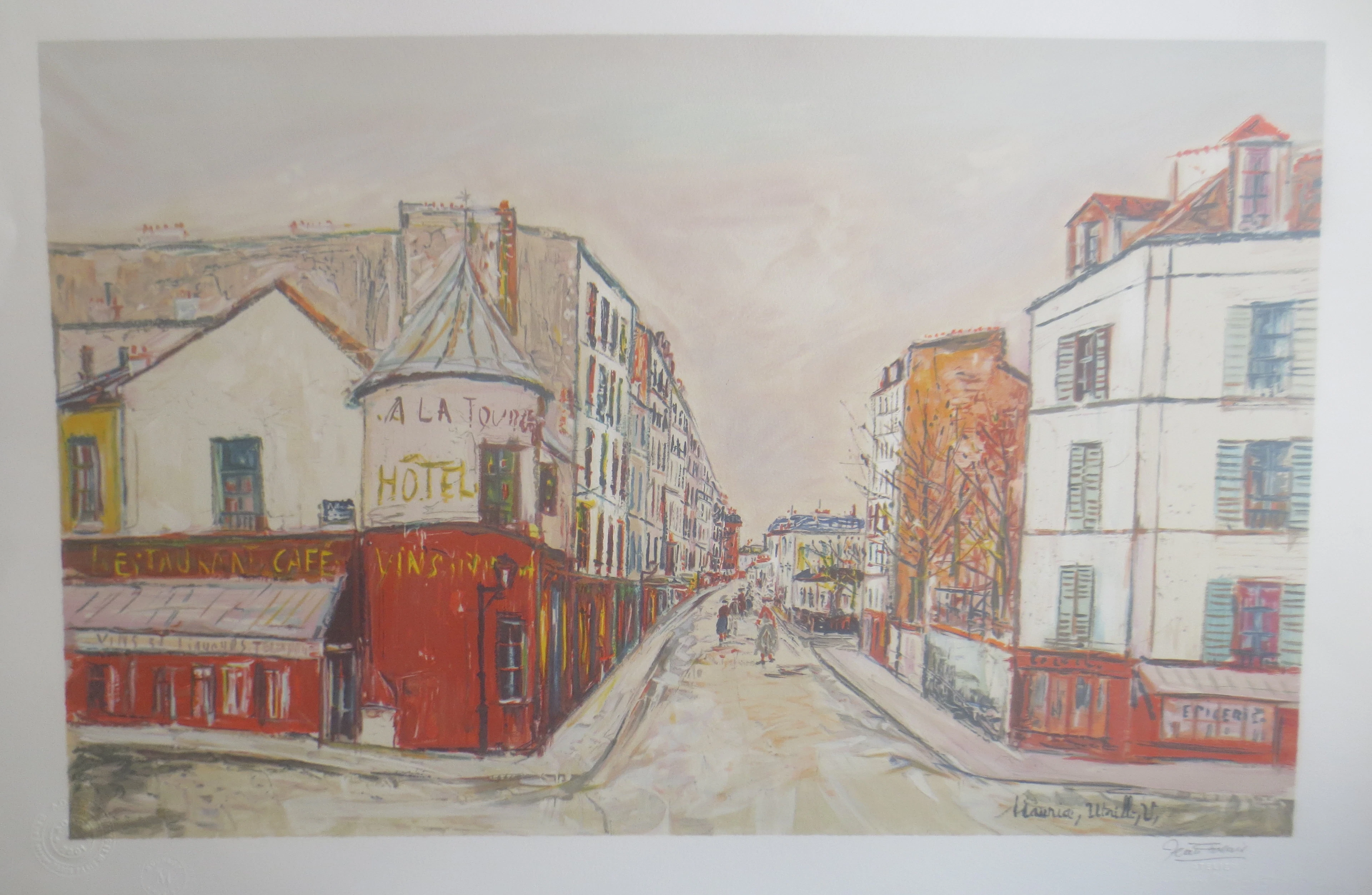 Maurice UTRILLO (d’après) - Le café de la tourelle, rue du Mont-Cenis