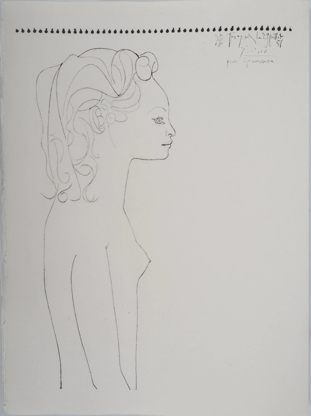 Pablo PICASSO (d’après) : Femme de profil - Lithographie Signée