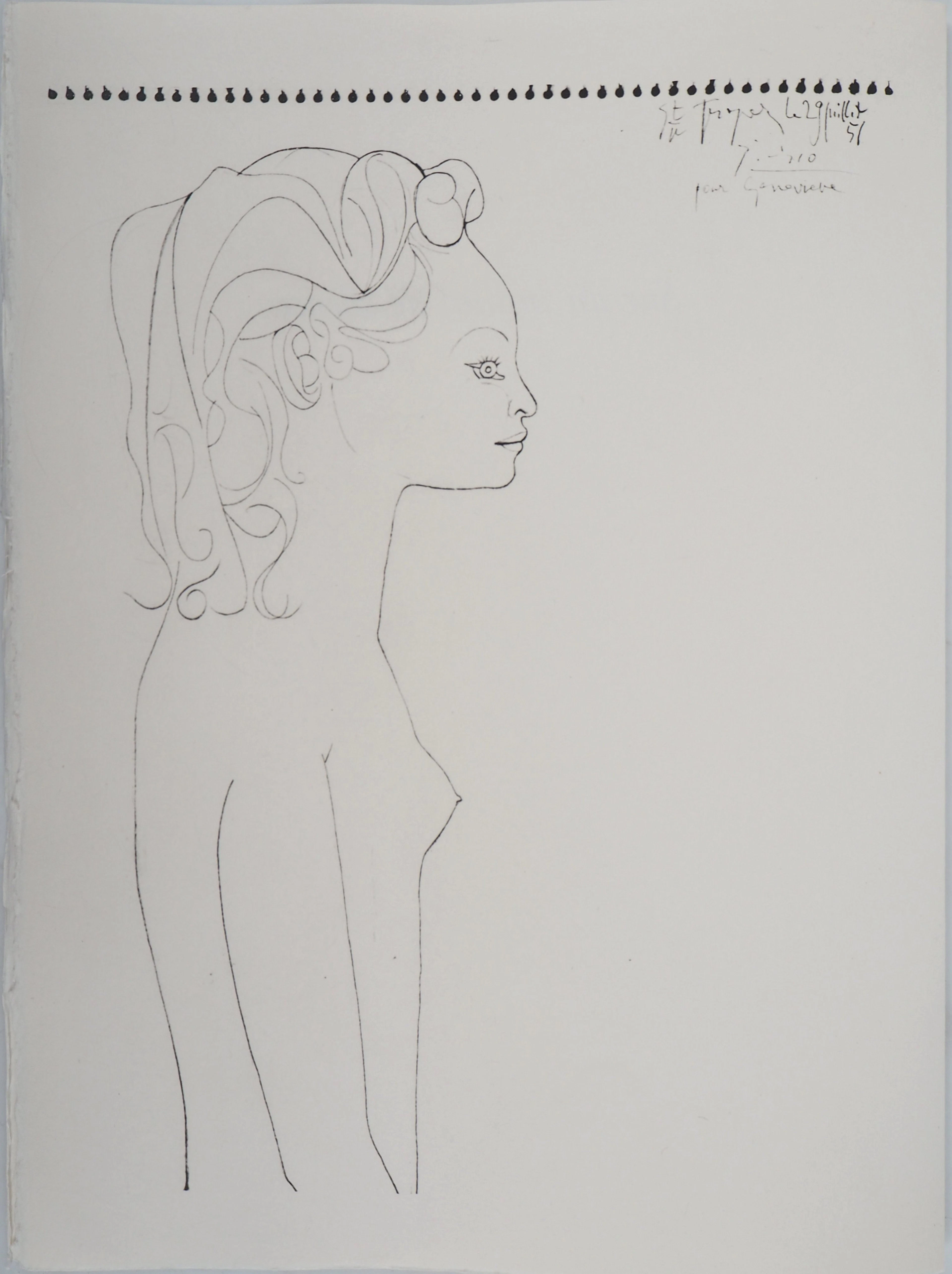 Pablo PICASSO (d’après) : Femme de profil - Lithographie Signée