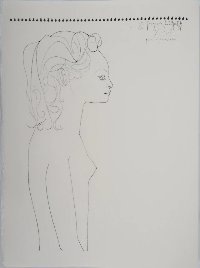 Pablo PICASSO (d’après) : Femme de profil - Lithographie Signée
