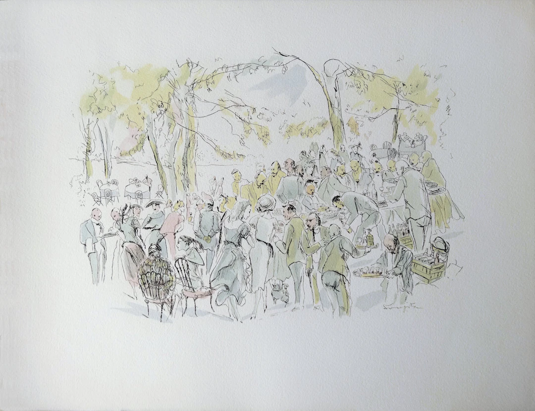Leonard Tsuguharu FOUJITA - Garden Party, 1952 - Lithographie signée