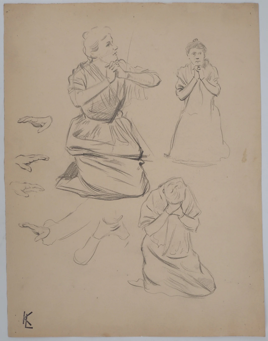 Léopold Franz KOWALSKI: Supplication, dessin original