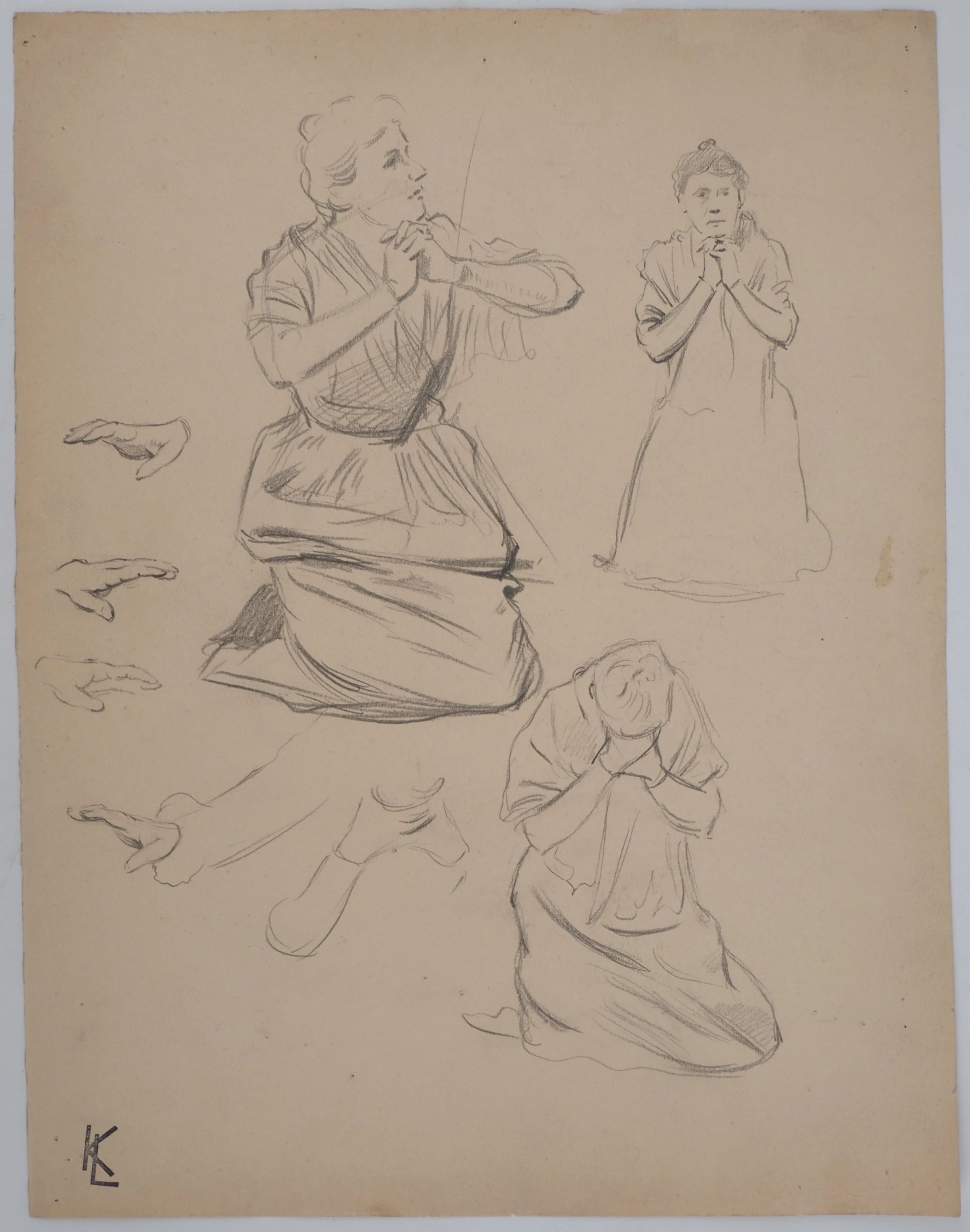 Léopold Franz KOWALSKI: Supplication, dessin original
